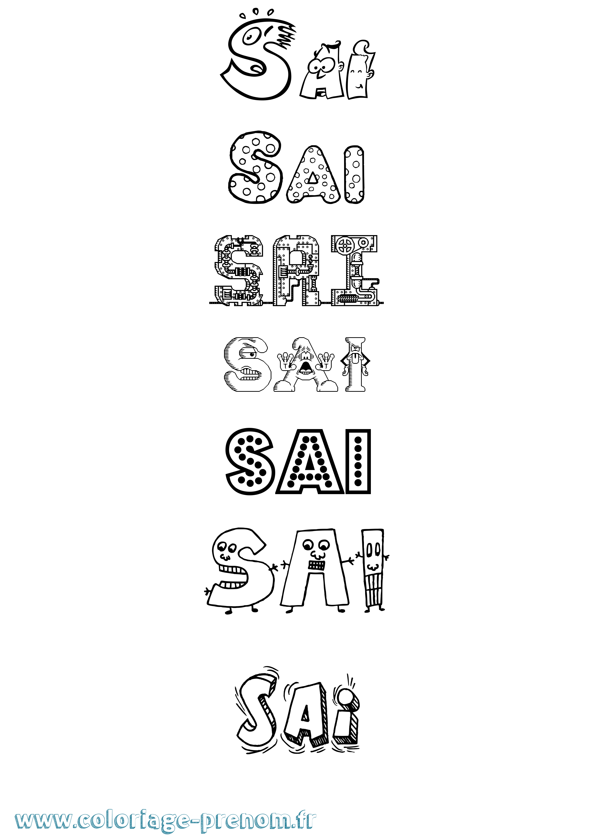Coloriage prénom Sai Fun