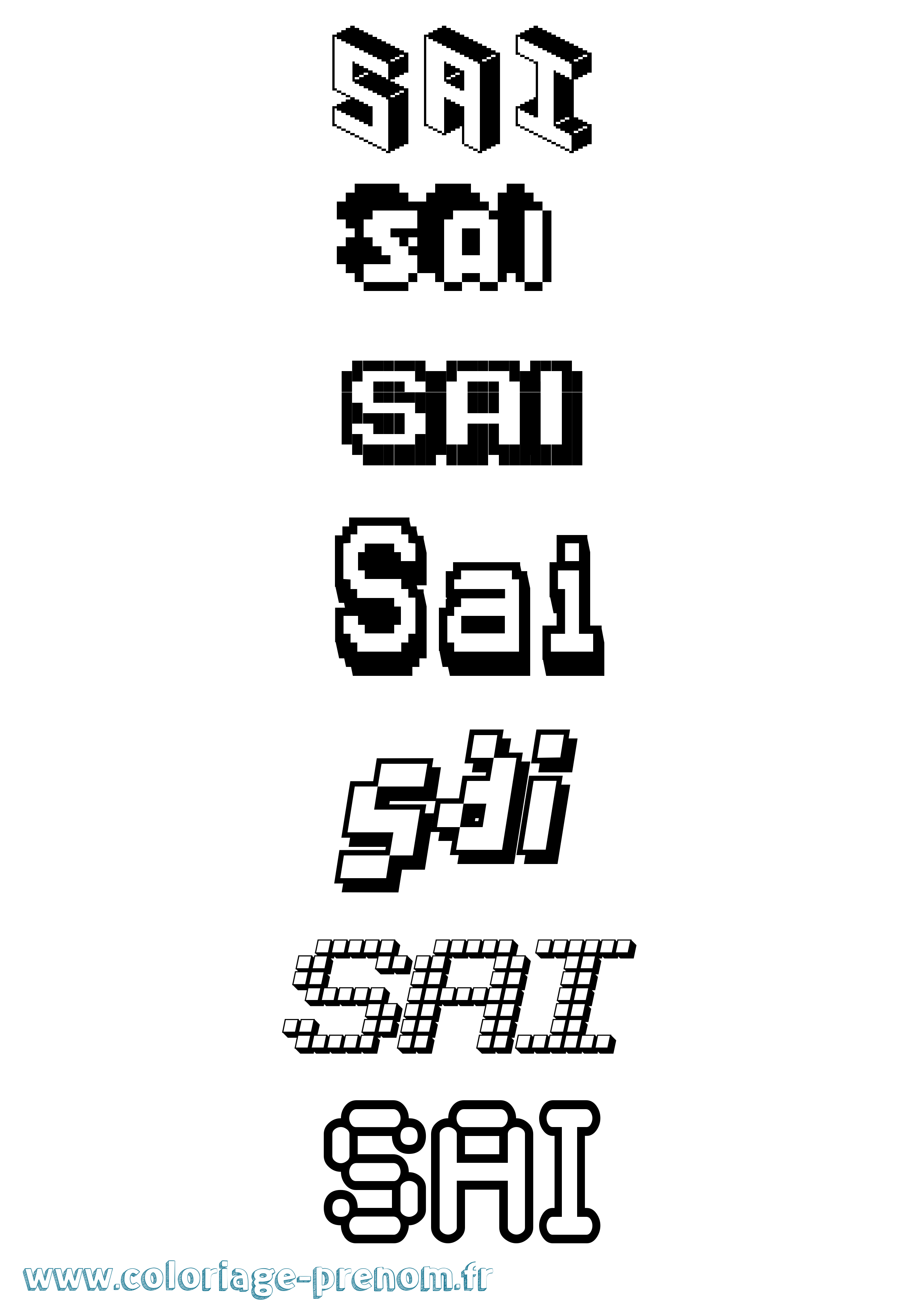 Coloriage prénom Sai Pixel