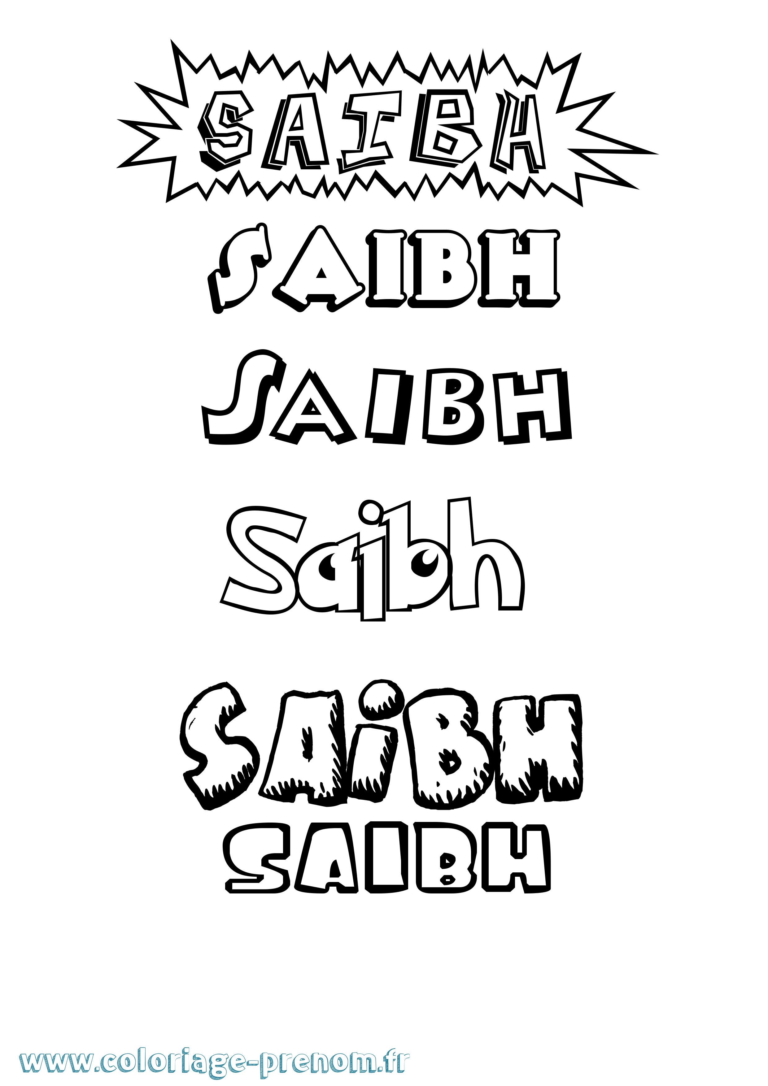 Coloriage prénom Saibh Dessin Animé