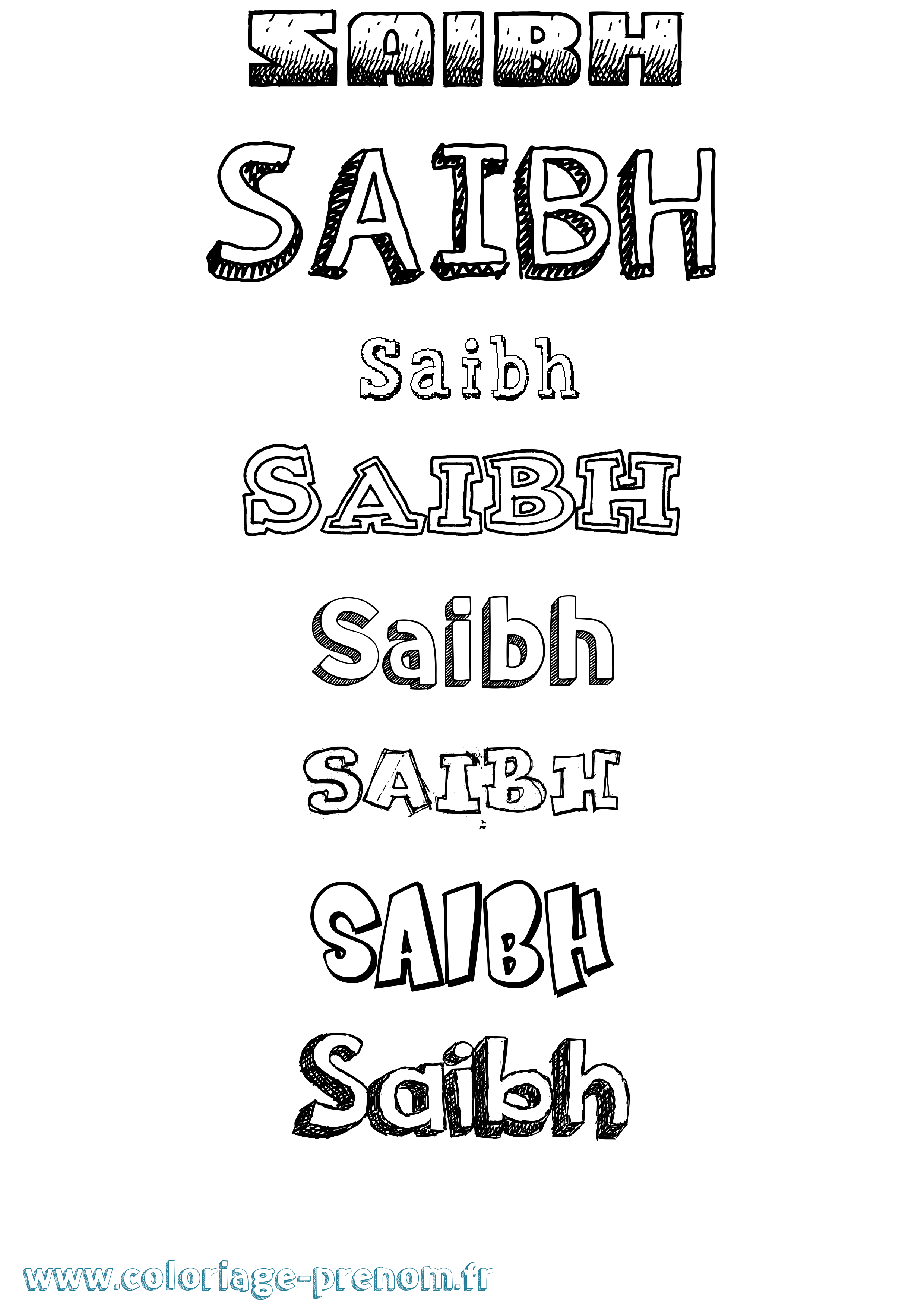 Coloriage prénom Saibh Dessiné