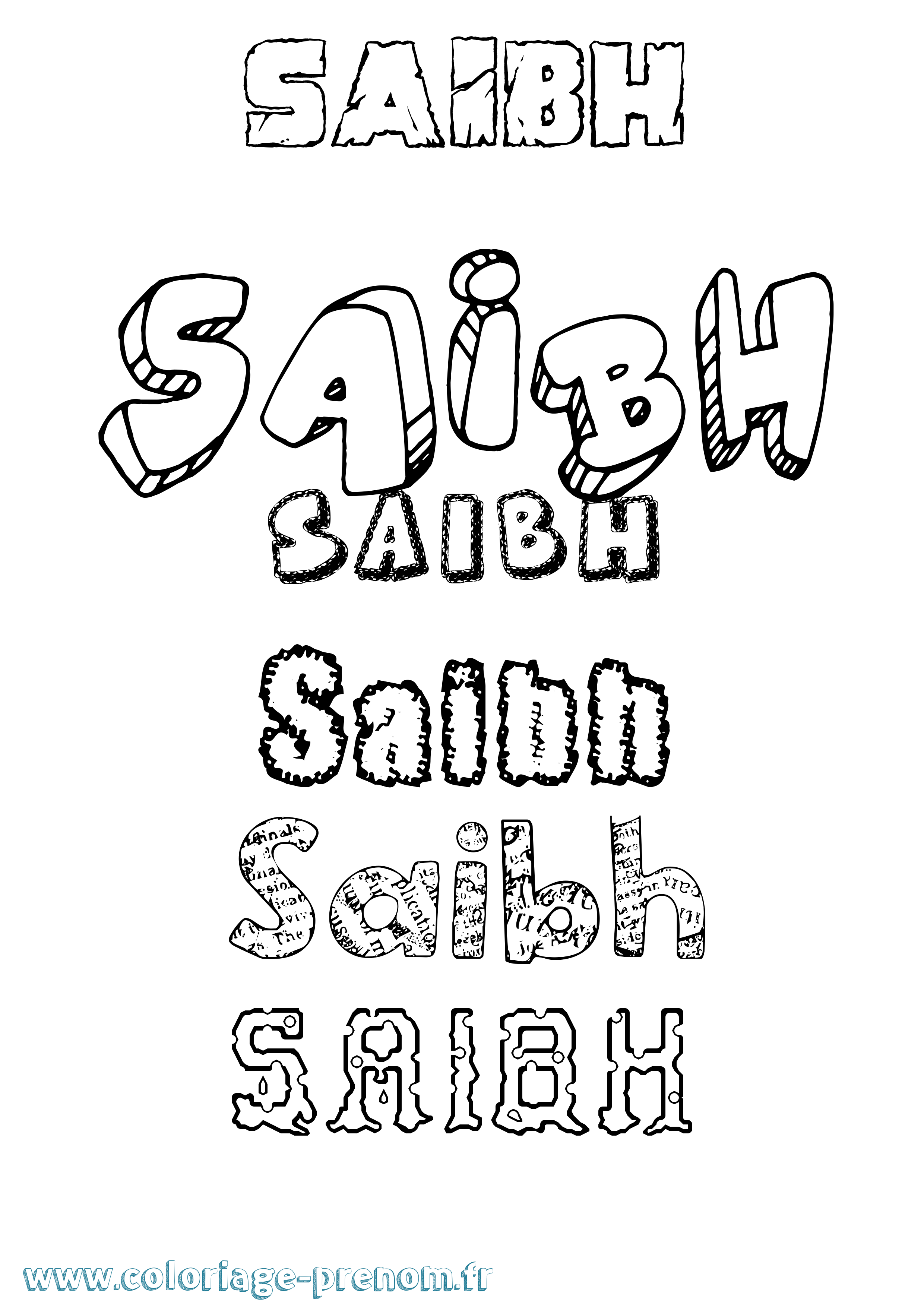 Coloriage prénom Saibh Destructuré