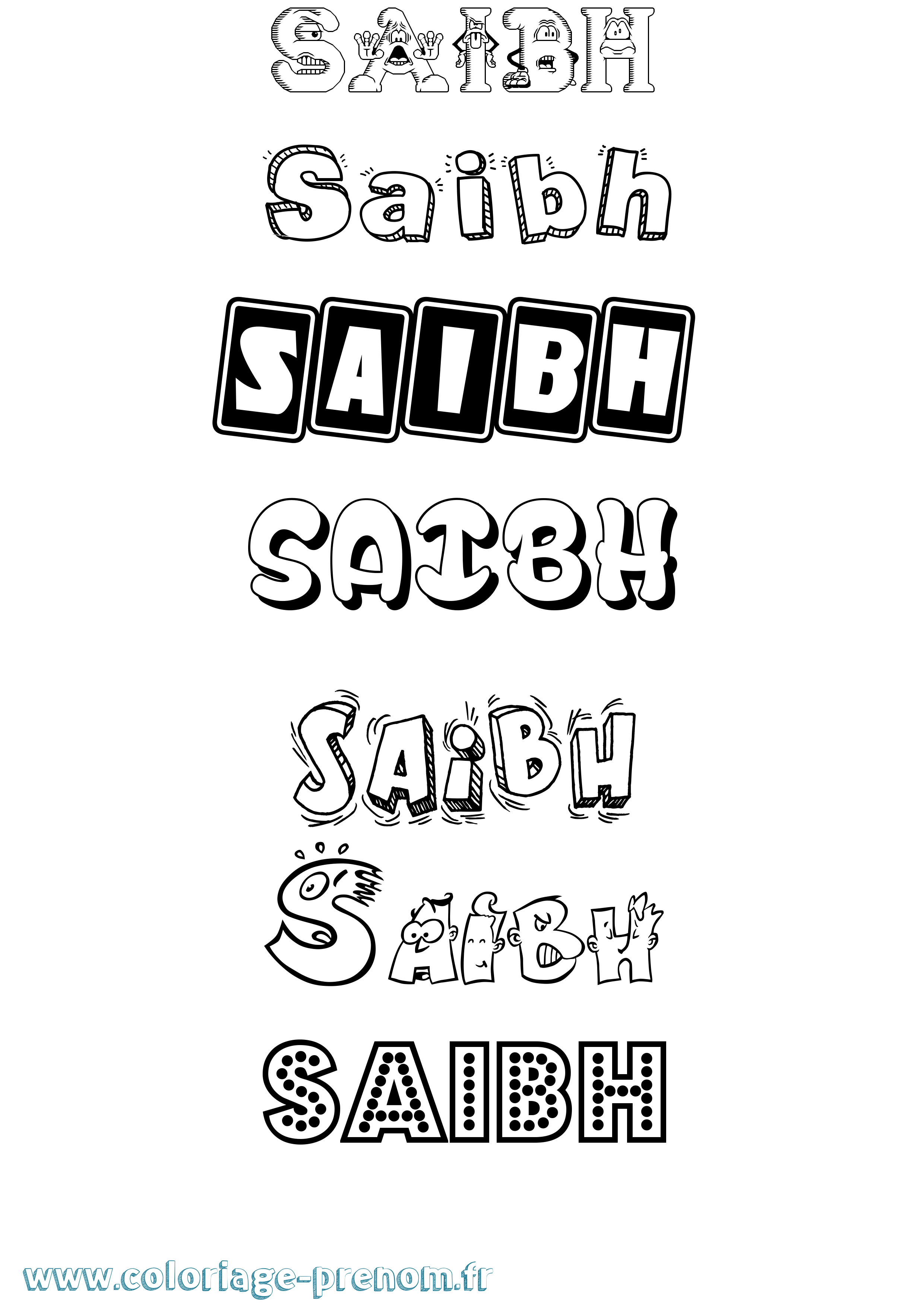 Coloriage prénom Saibh Fun