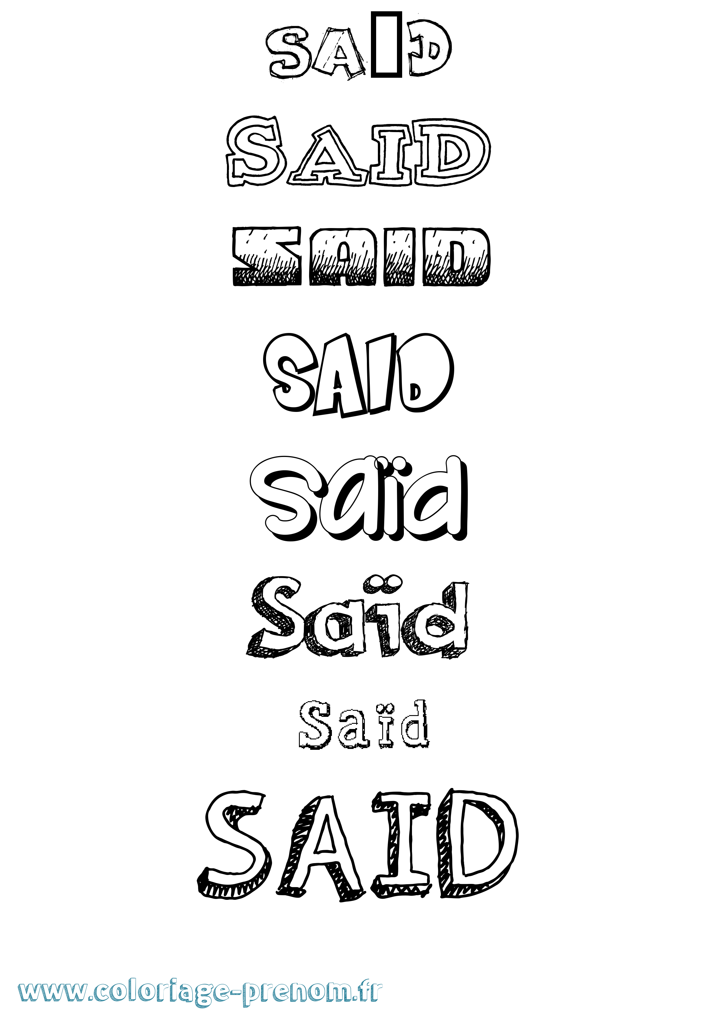 Coloriage Saïd Coloriage prénom Saïd