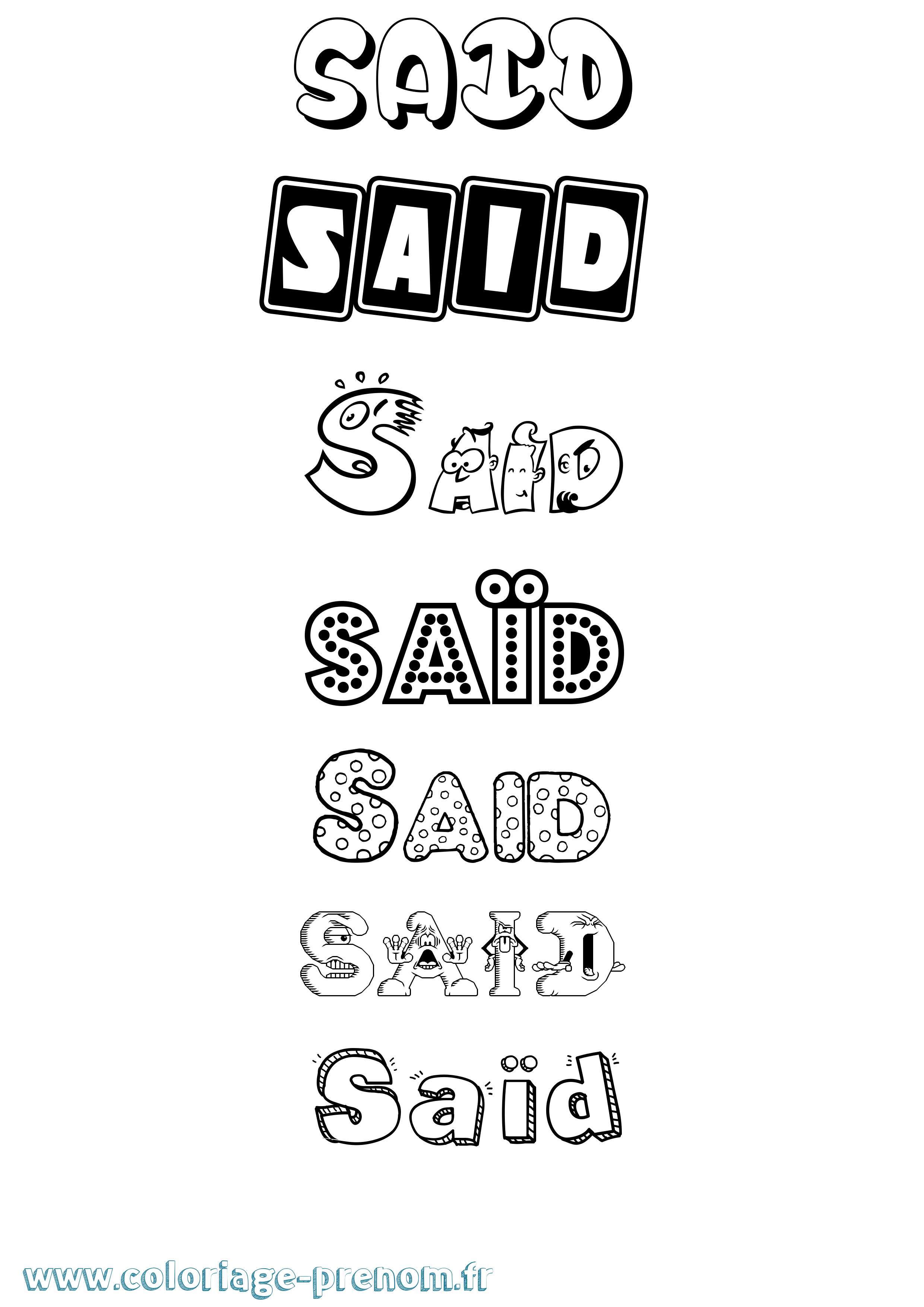 Coloriage Saïd Coloriage prénom Saïd