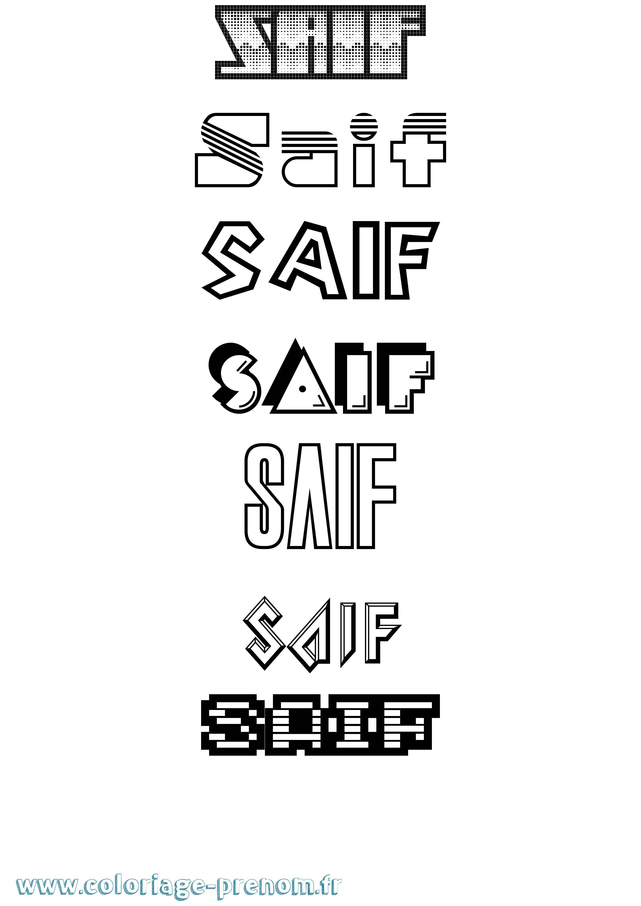 Coloriage prénom Saif Jeux Vidéos