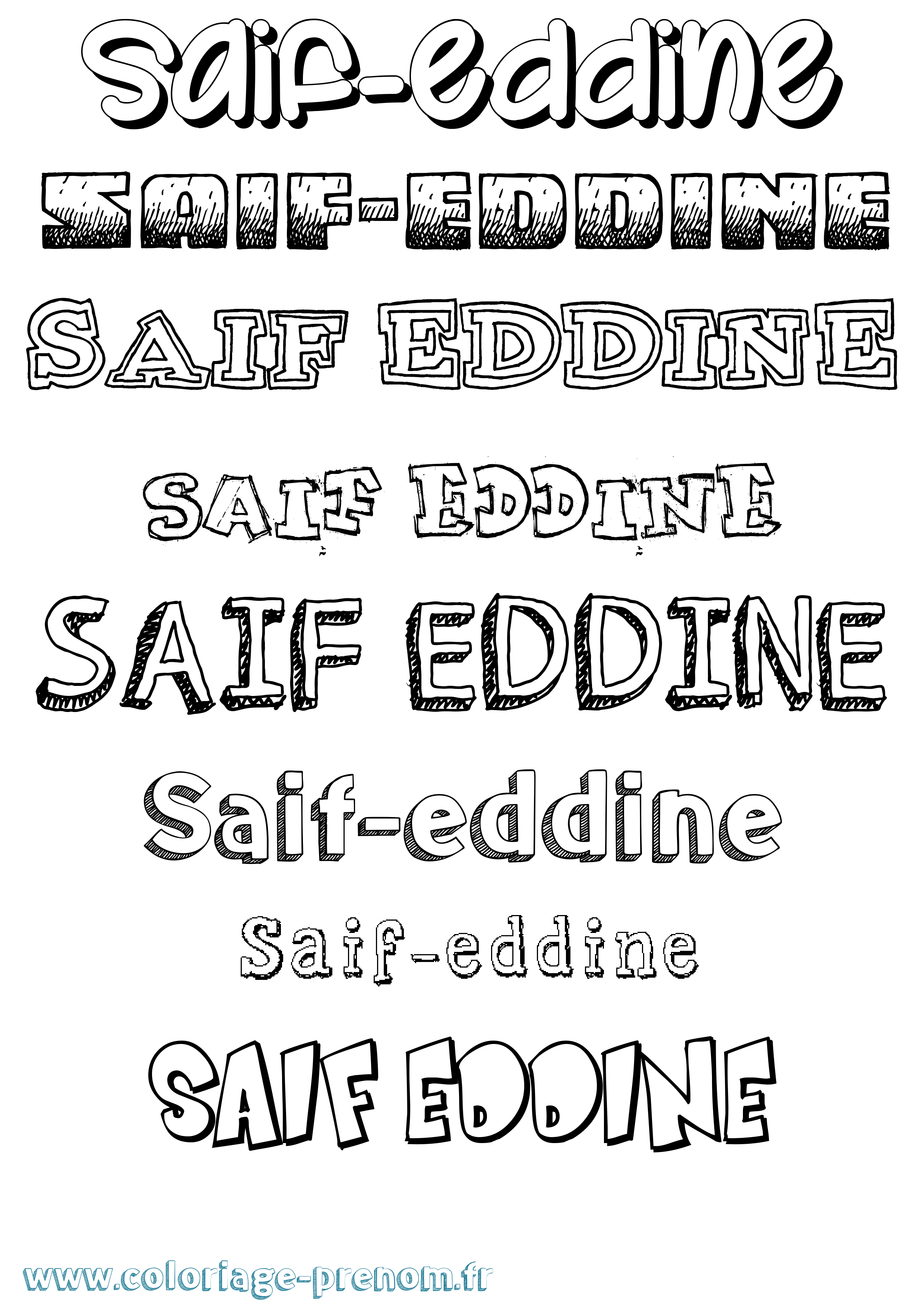 Coloriage prénom Saif-Eddine Dessiné