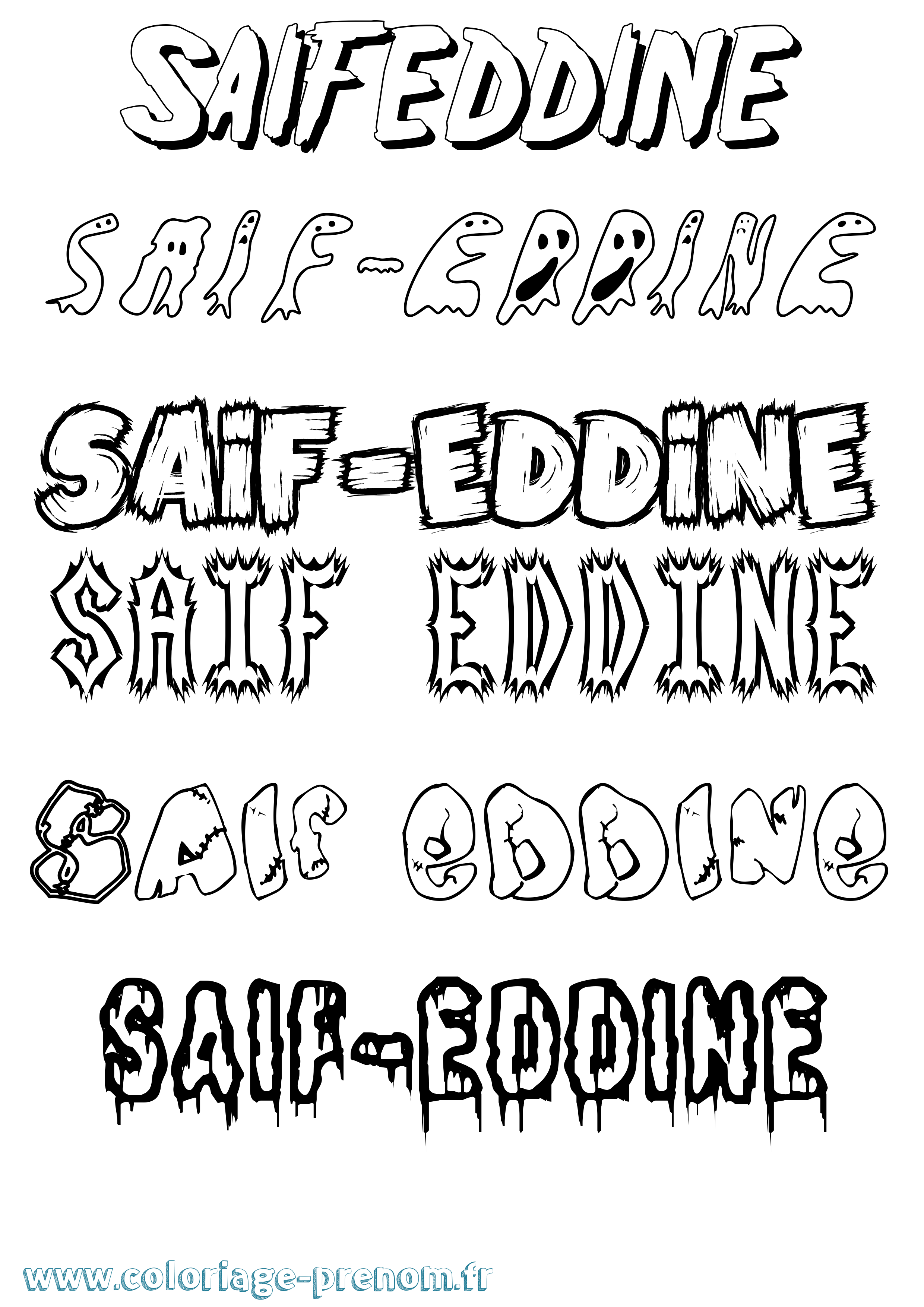 Coloriage prénom Saif-Eddine Frisson