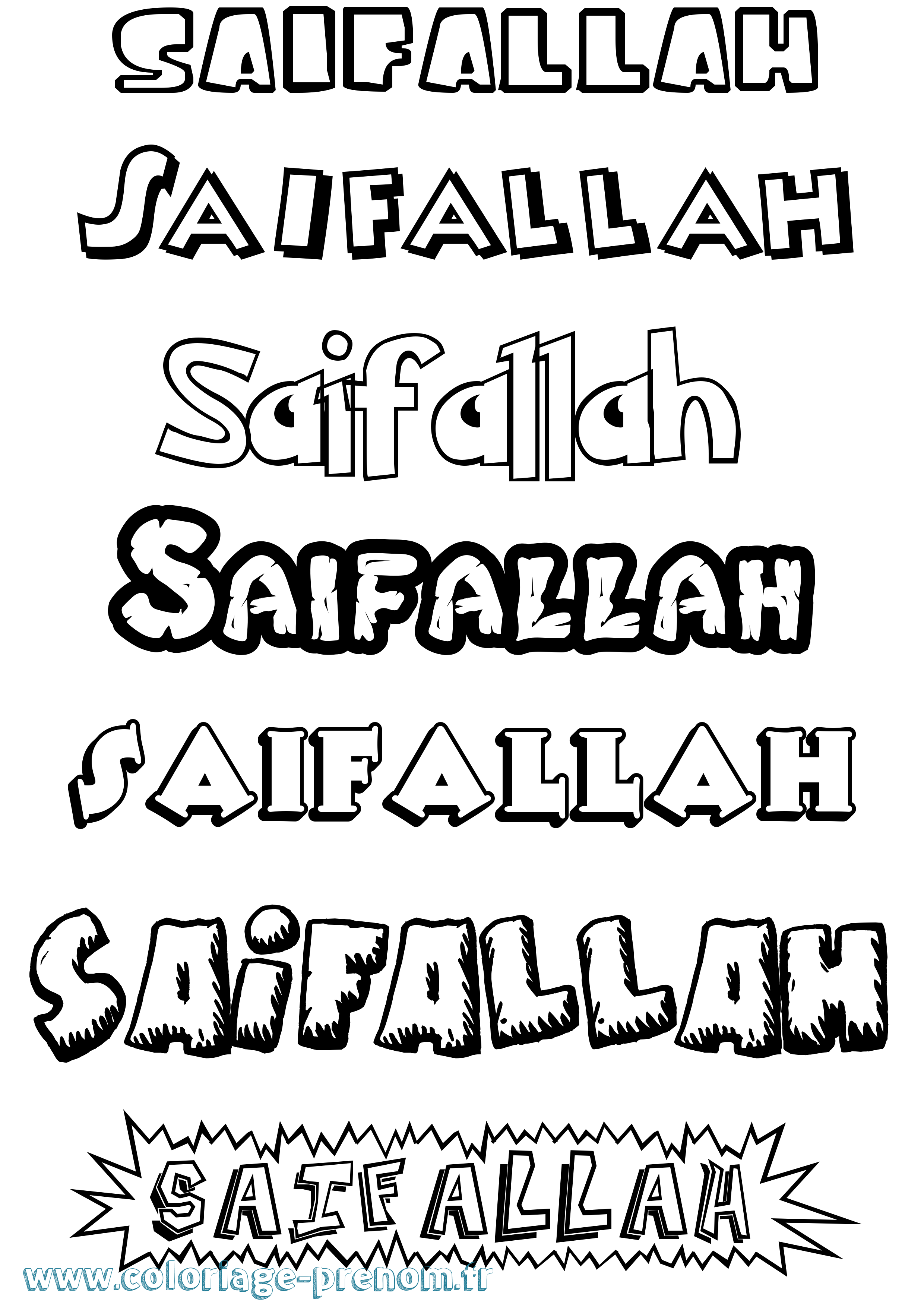 Coloriage prénom Saifallah Dessin Animé