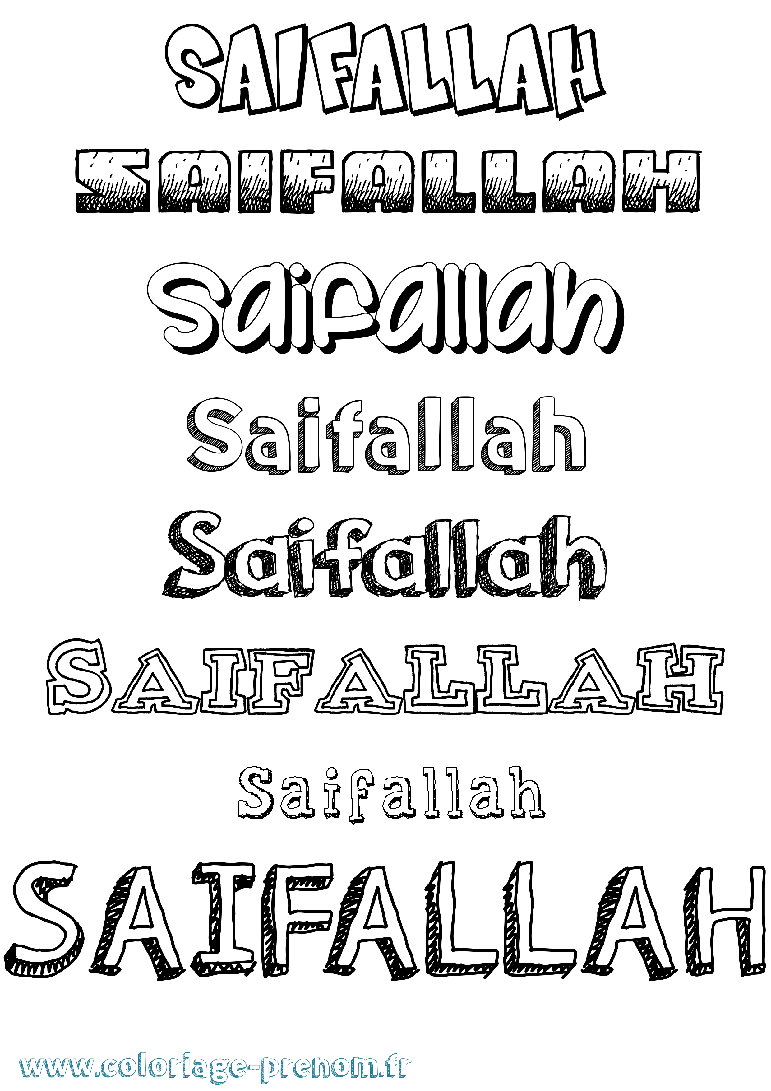 Coloriage prénom Saifallah Dessiné