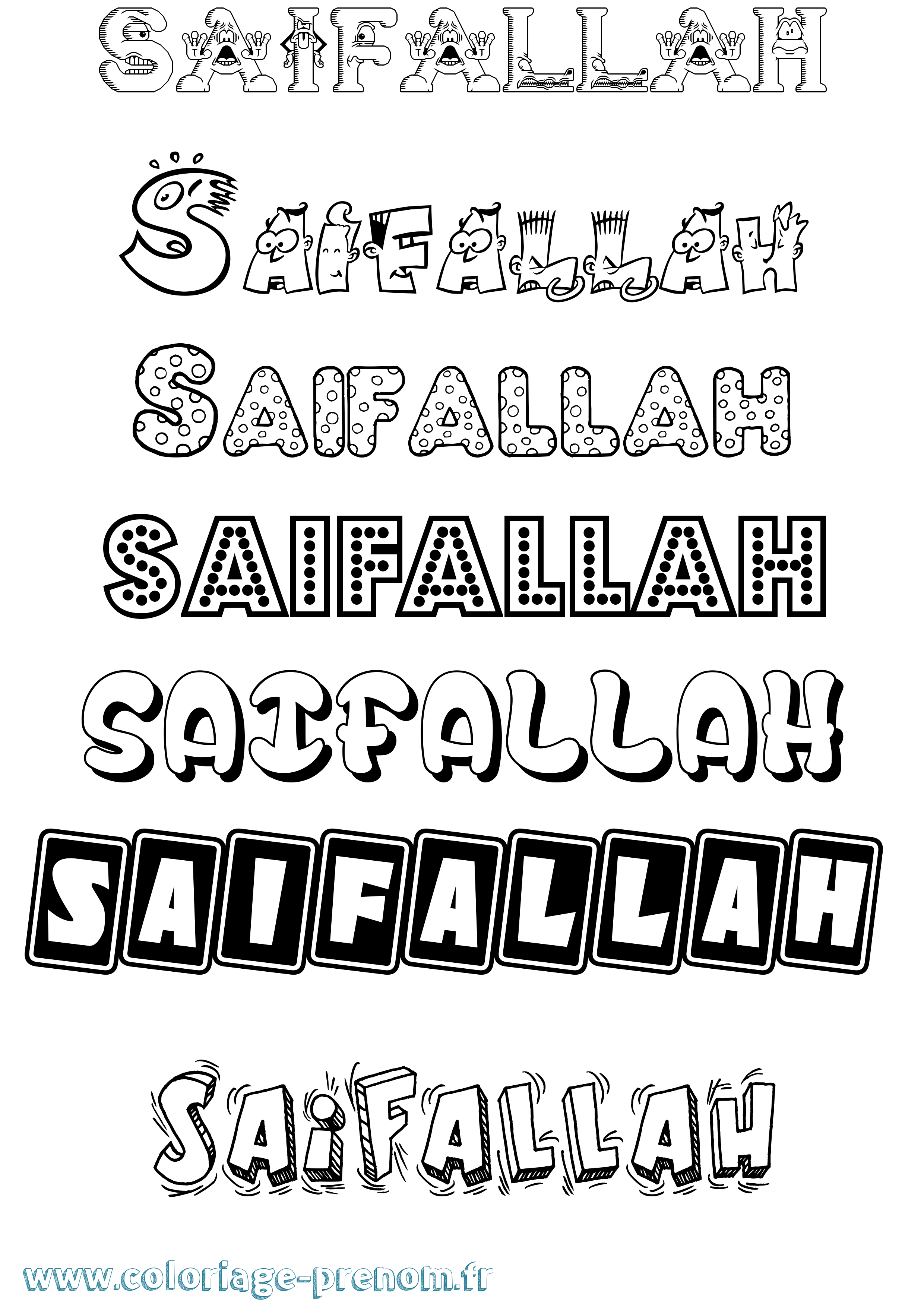 Coloriage prénom Saifallah Fun