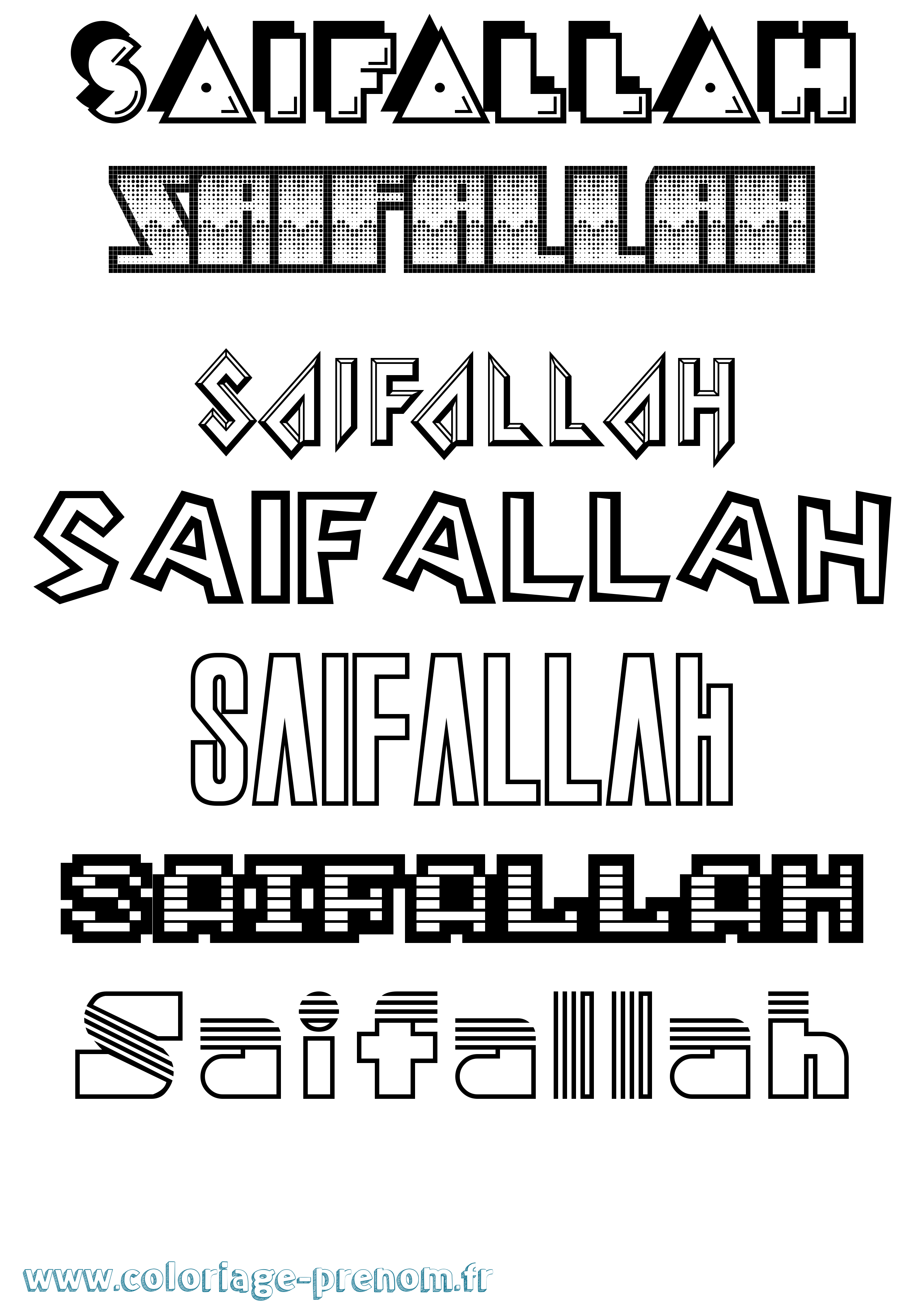 Coloriage prénom Saifallah Jeux Vidéos