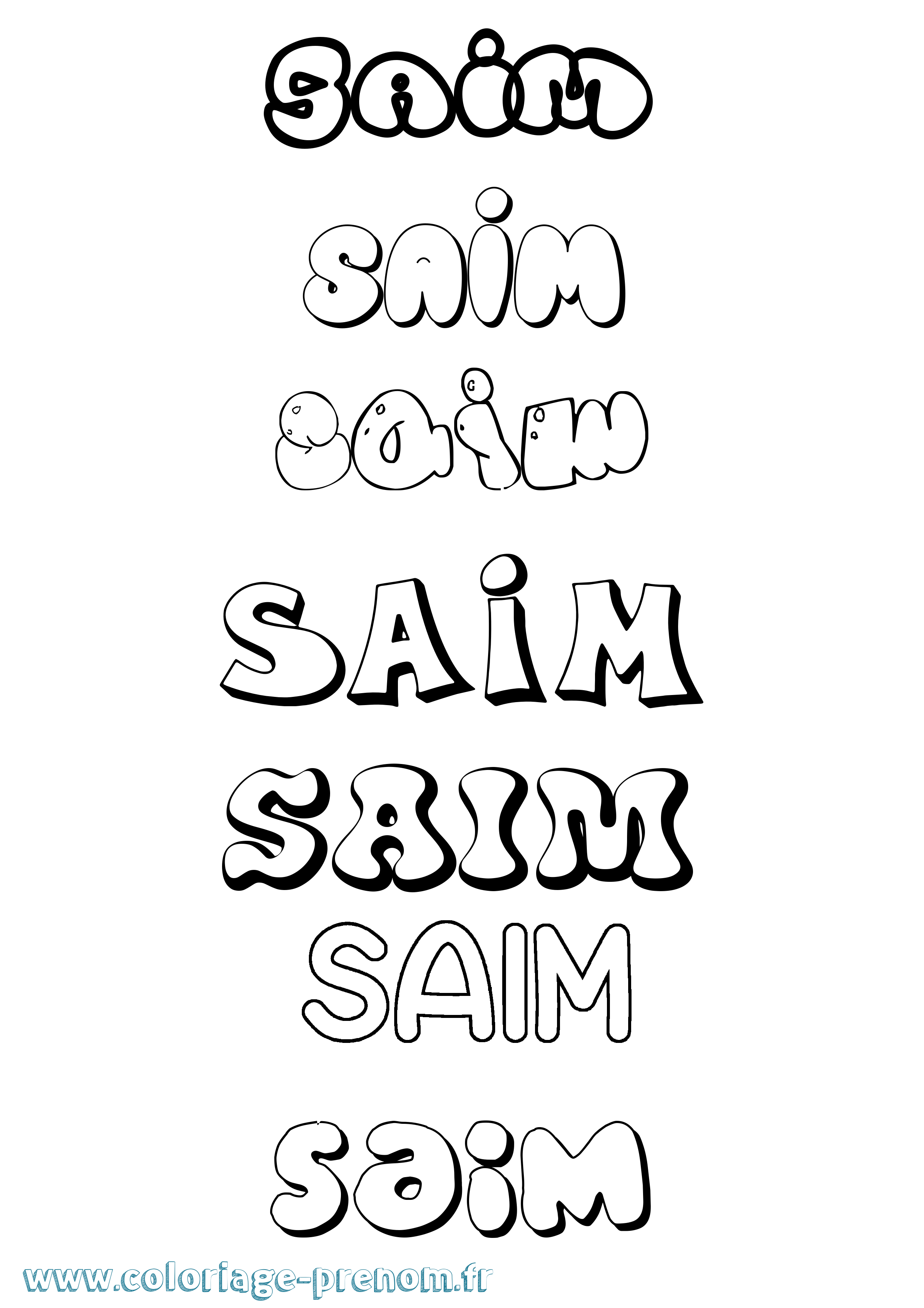 Coloriage prénom Saim Bubble