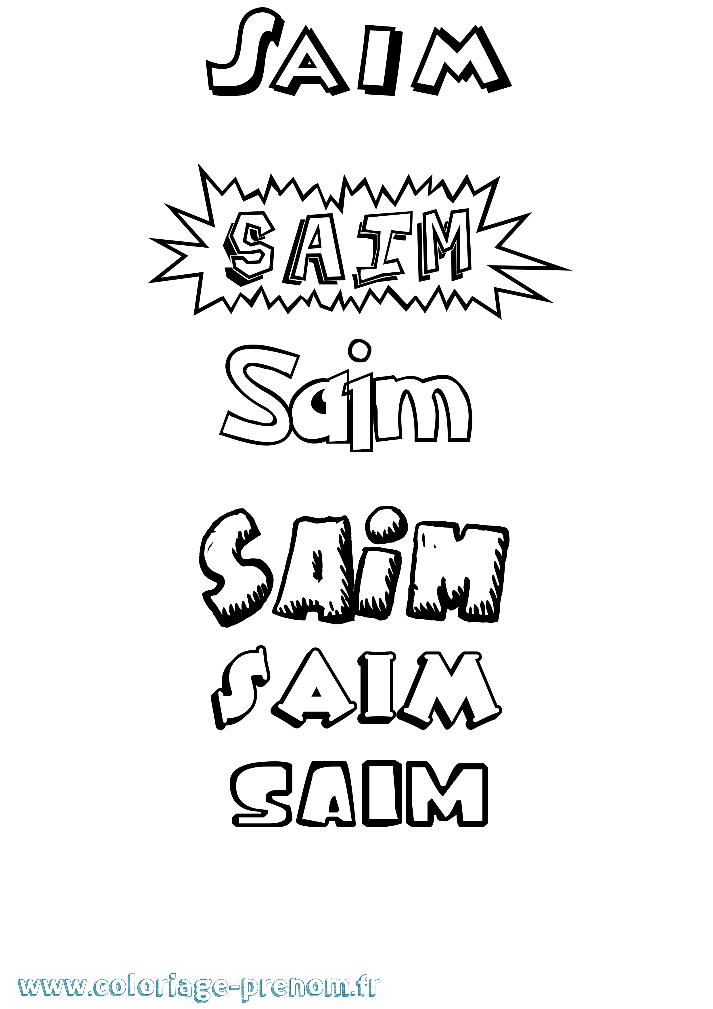 Coloriage Saim Dessin Animé Coloriage prénom Saim Dessin Animé