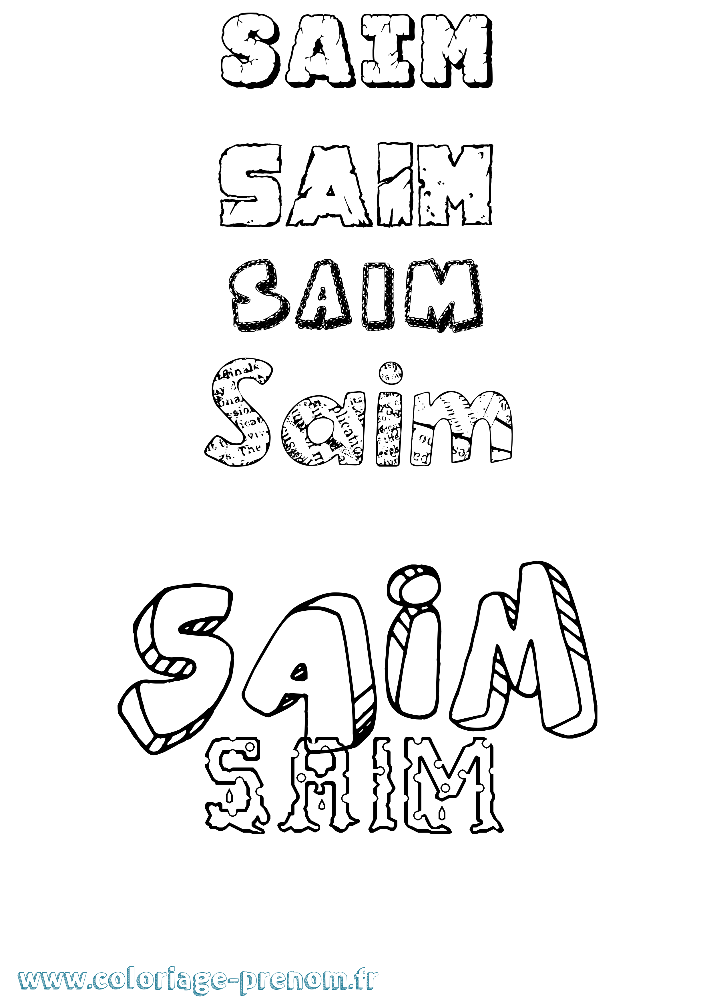 Coloriage prénom Saim Destructuré