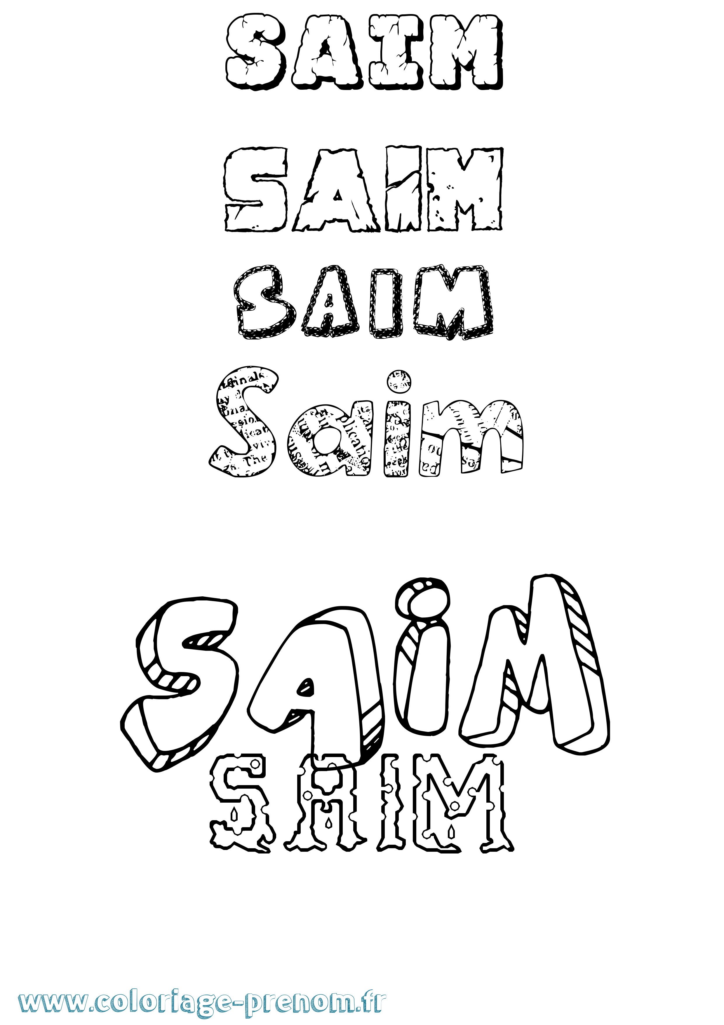 Coloriage Saim Destructuré Coloriage prénom Saim Destructuré