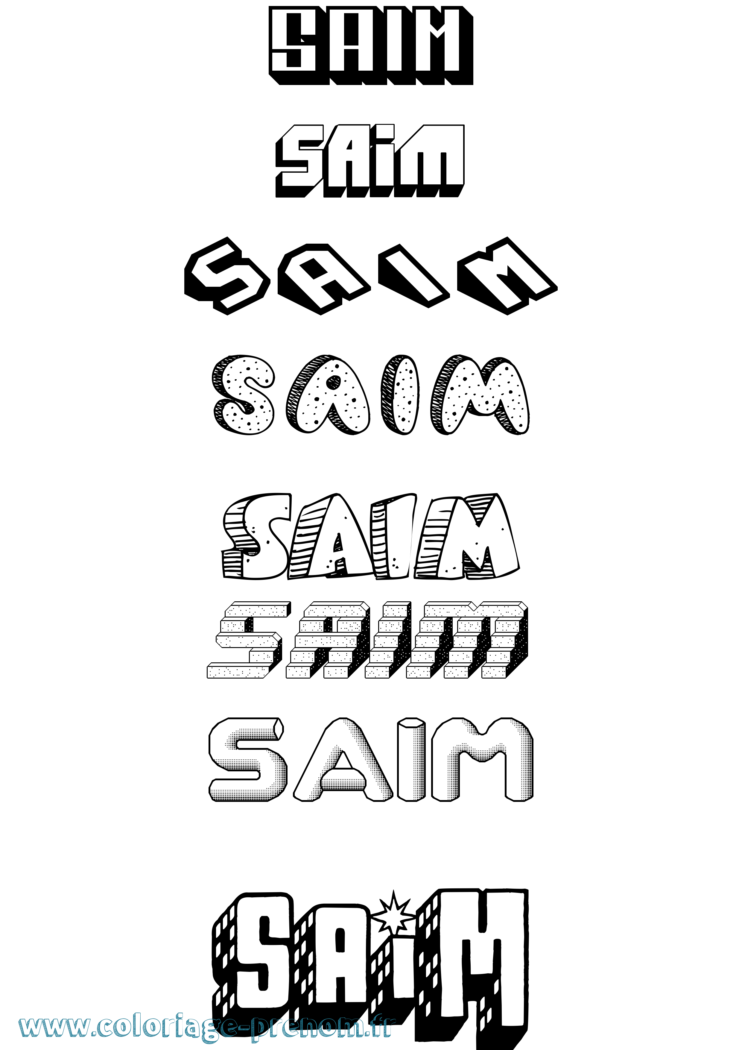 Coloriage Saim Effet 3D Coloriage prénom Saim Effet 3D