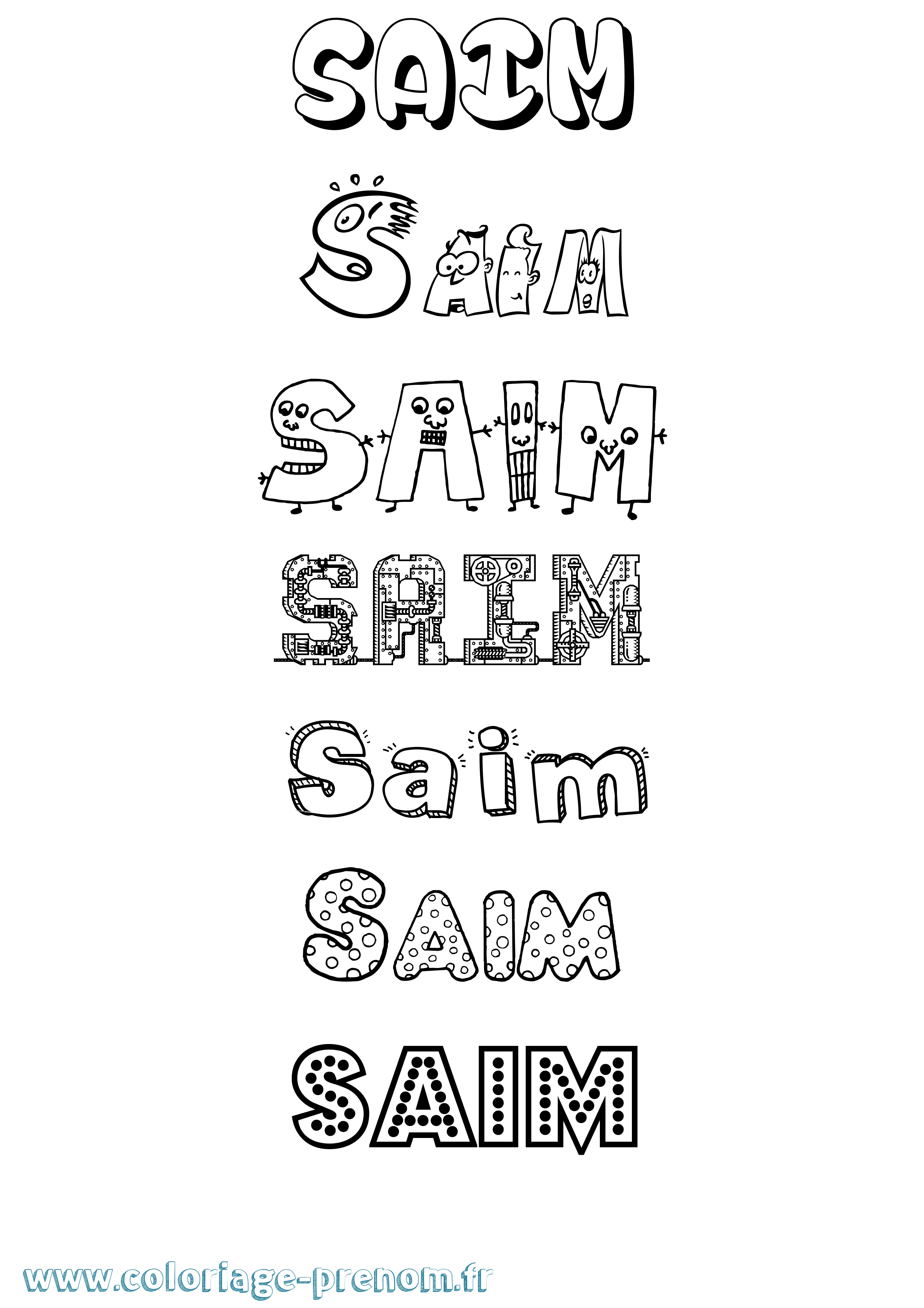 Coloriage prénom Saim Fun