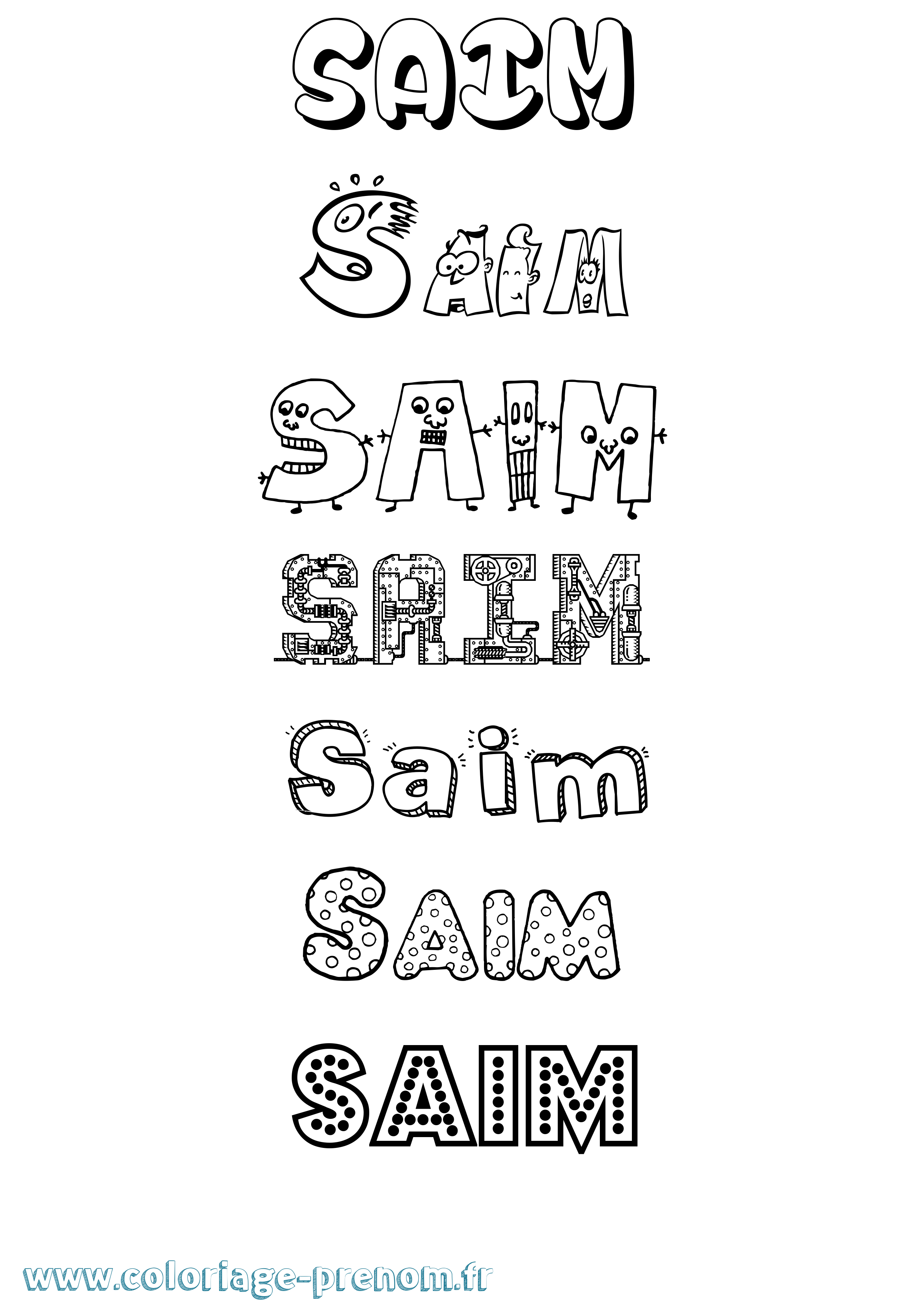 Coloriage Saim Fun Coloriage prénom Saim Fun
