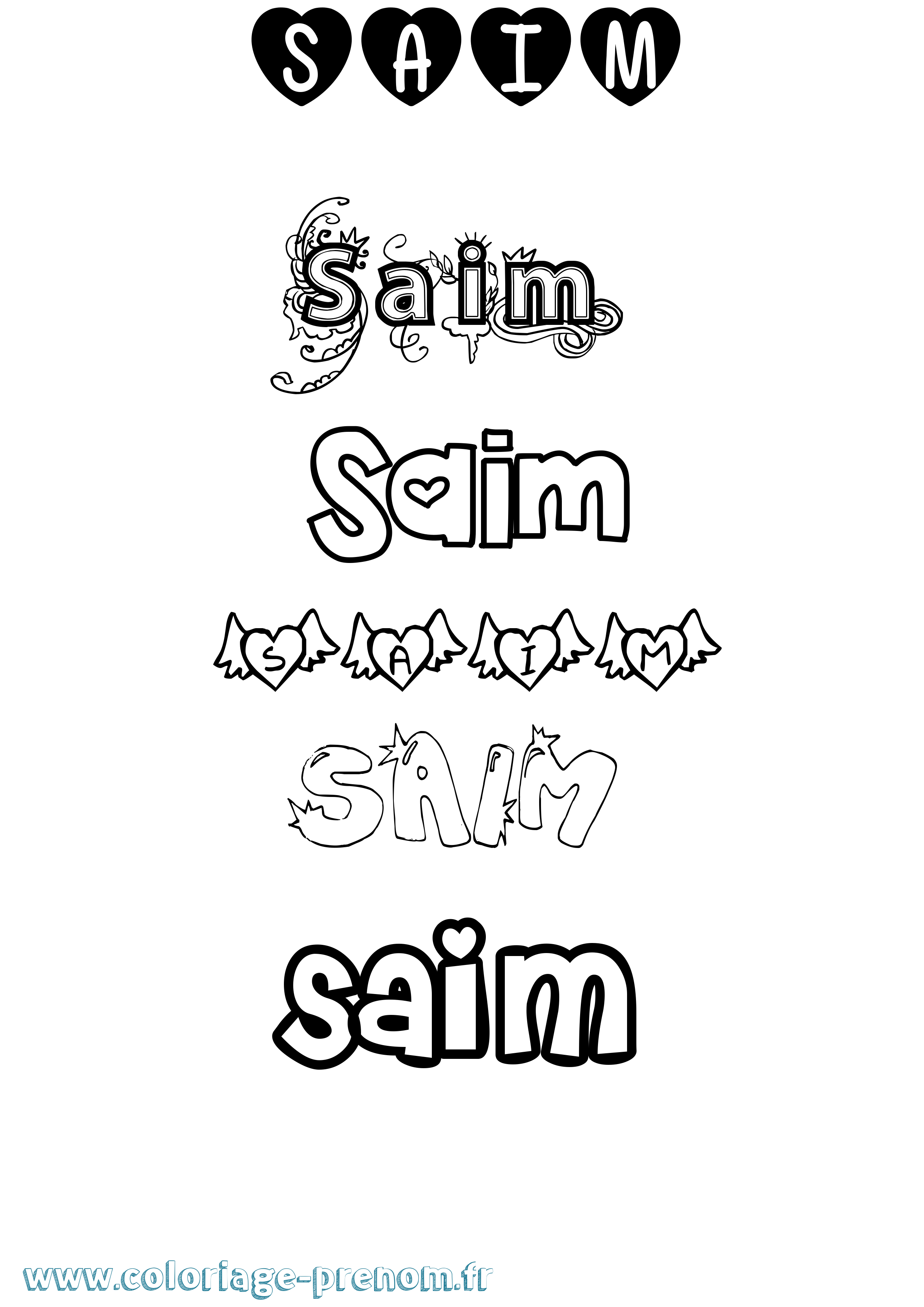 Coloriage prénom Saim Girly