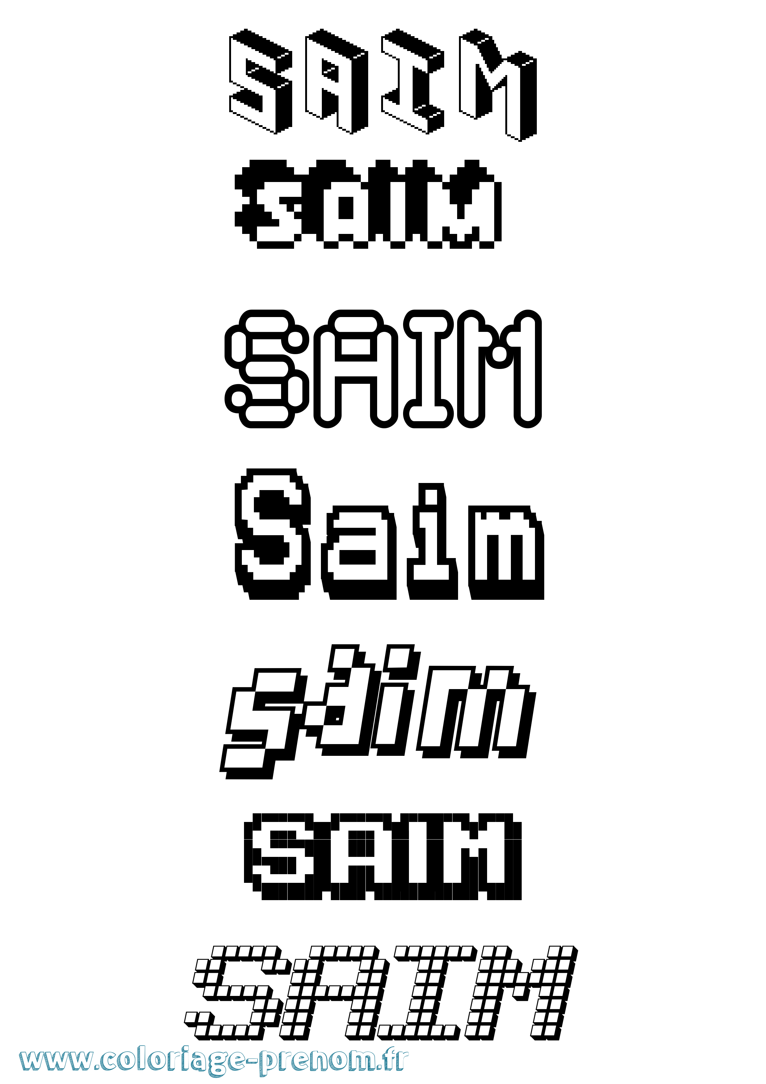 Coloriage prénom Saim Pixel