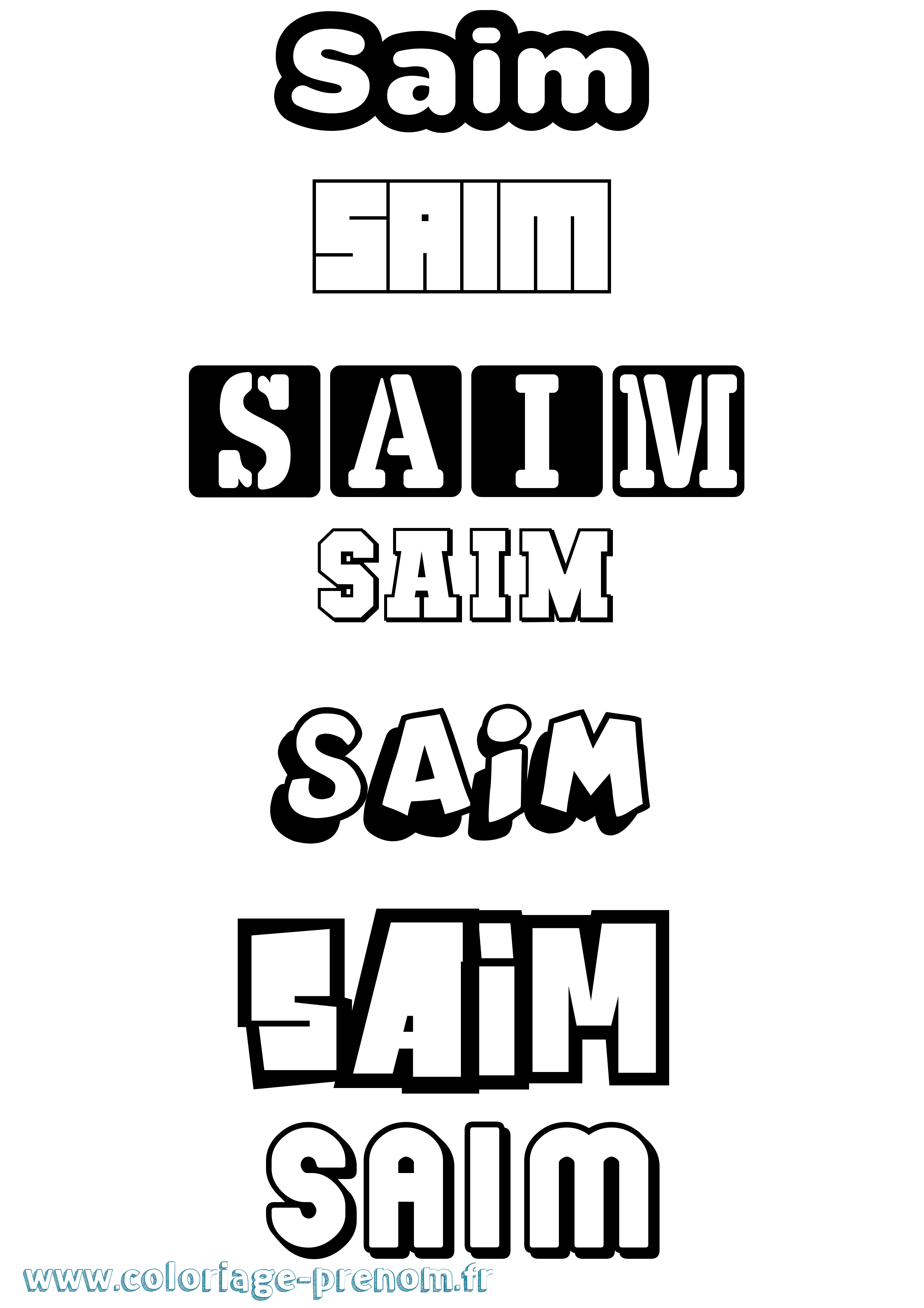Coloriage prénom Saim Simple