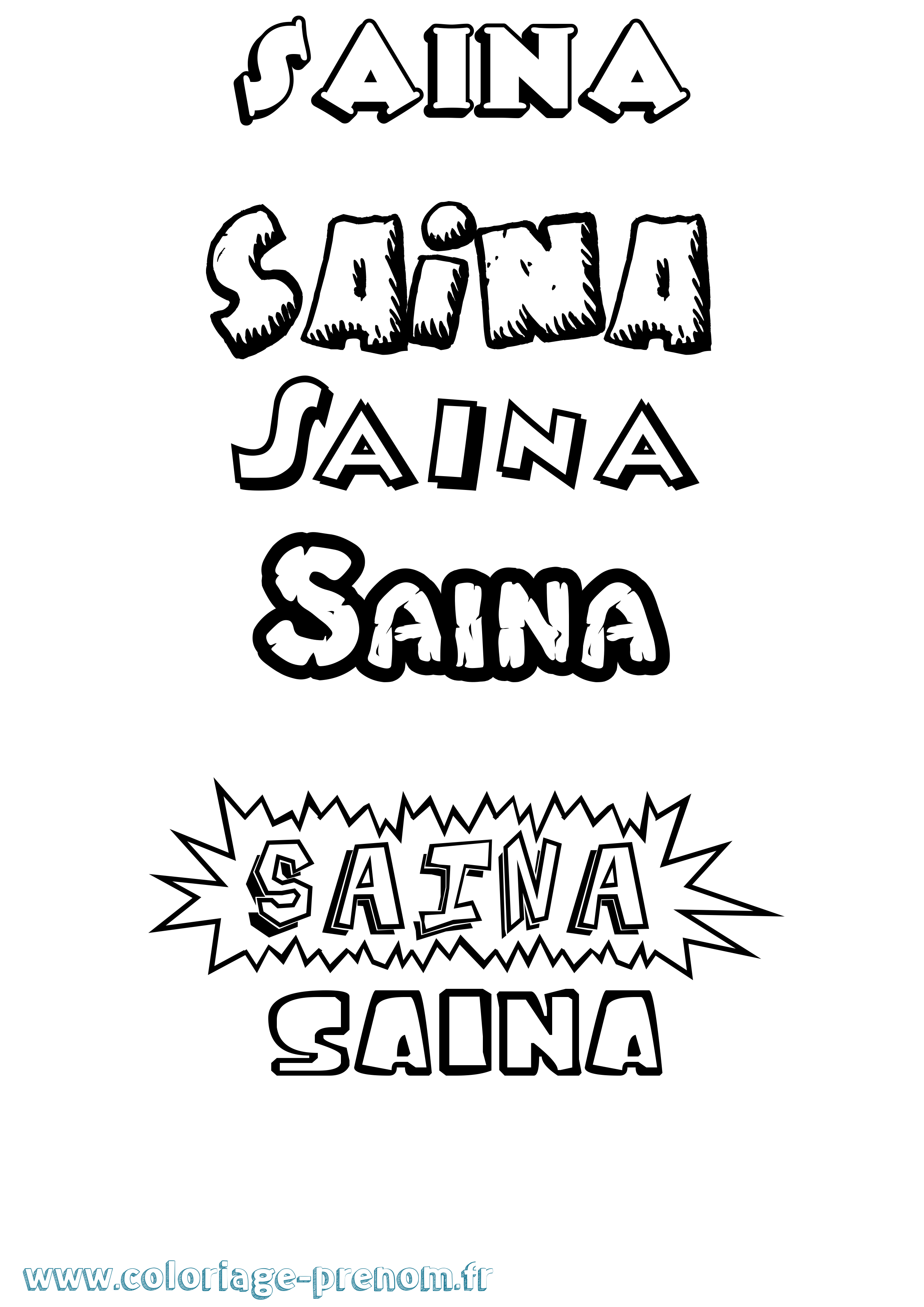 Coloriage Saina Dessin Animé Coloriage prénom Saina Dessin Animé