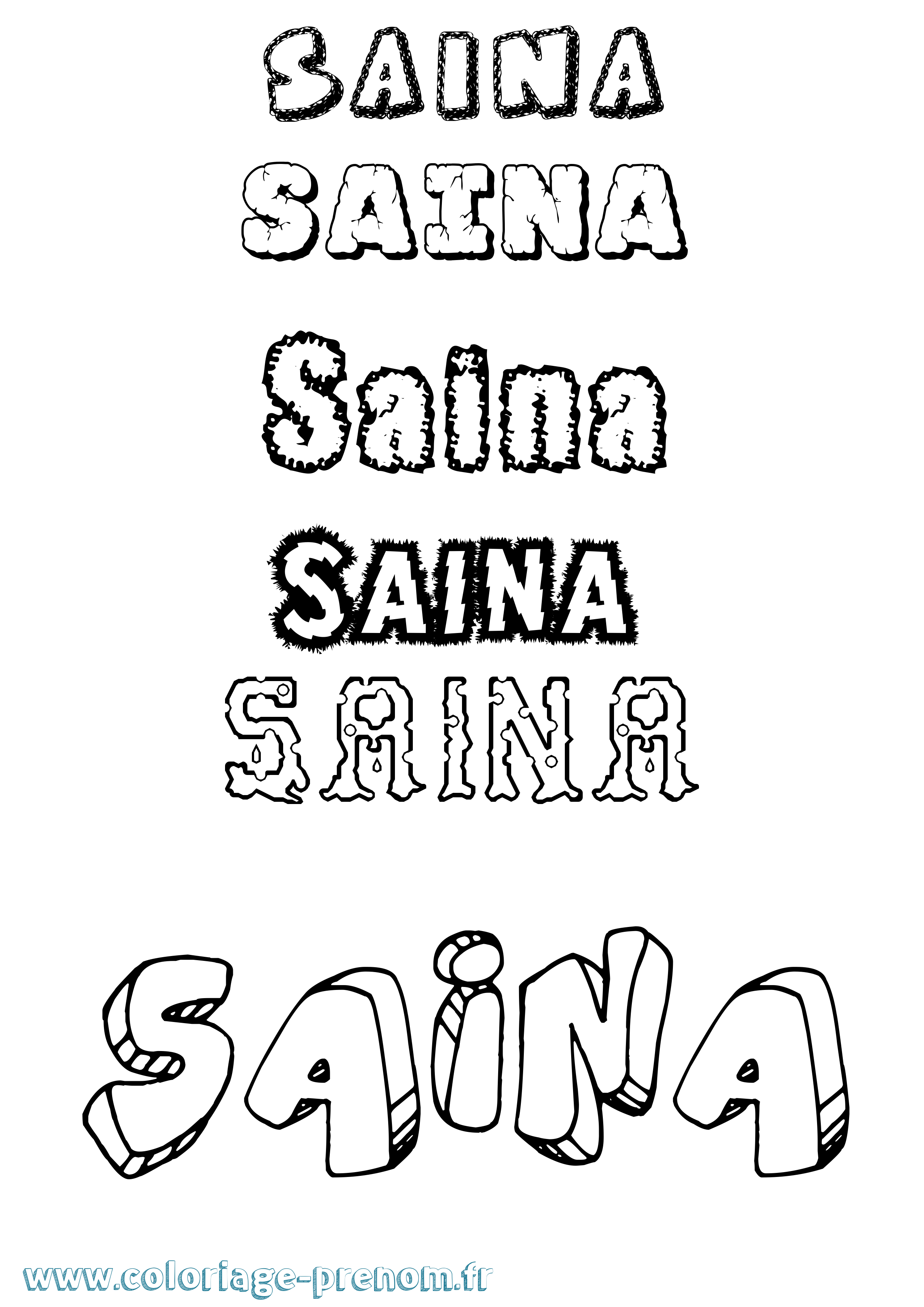 Coloriage Saina Destructuré Coloriage prénom Saina Destructuré