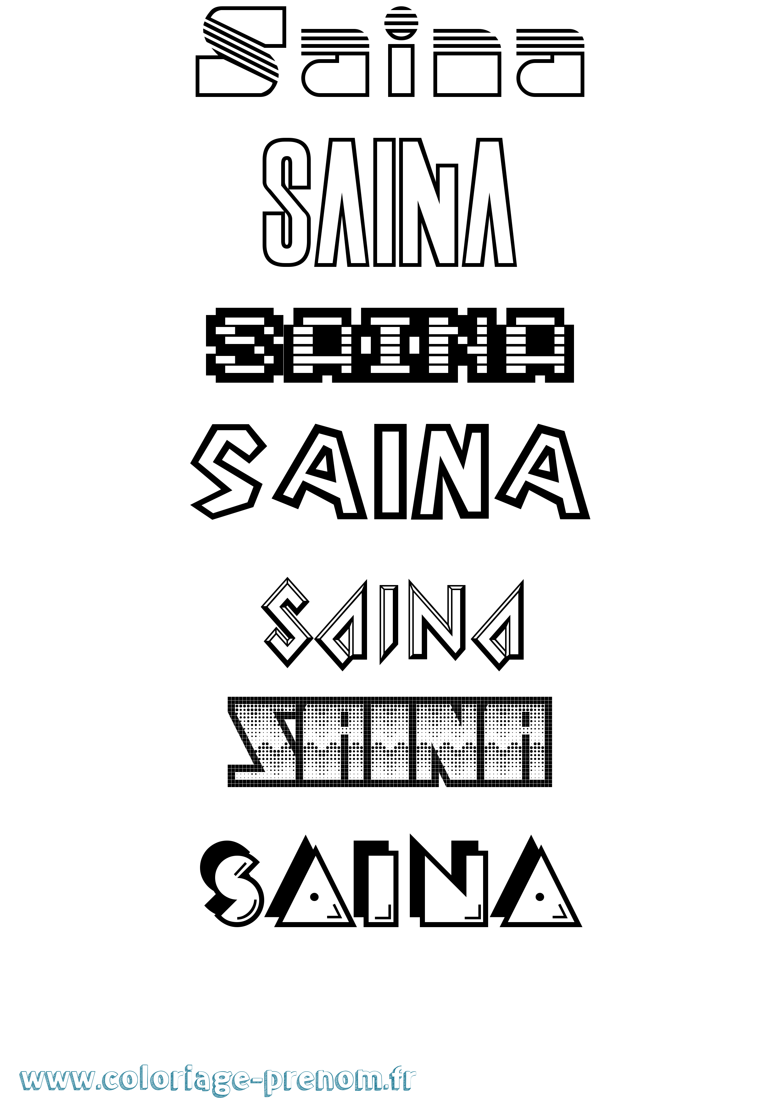 Coloriage Saina Jeux Vidéos Coloriage prénom Saina Jeux Vidéos