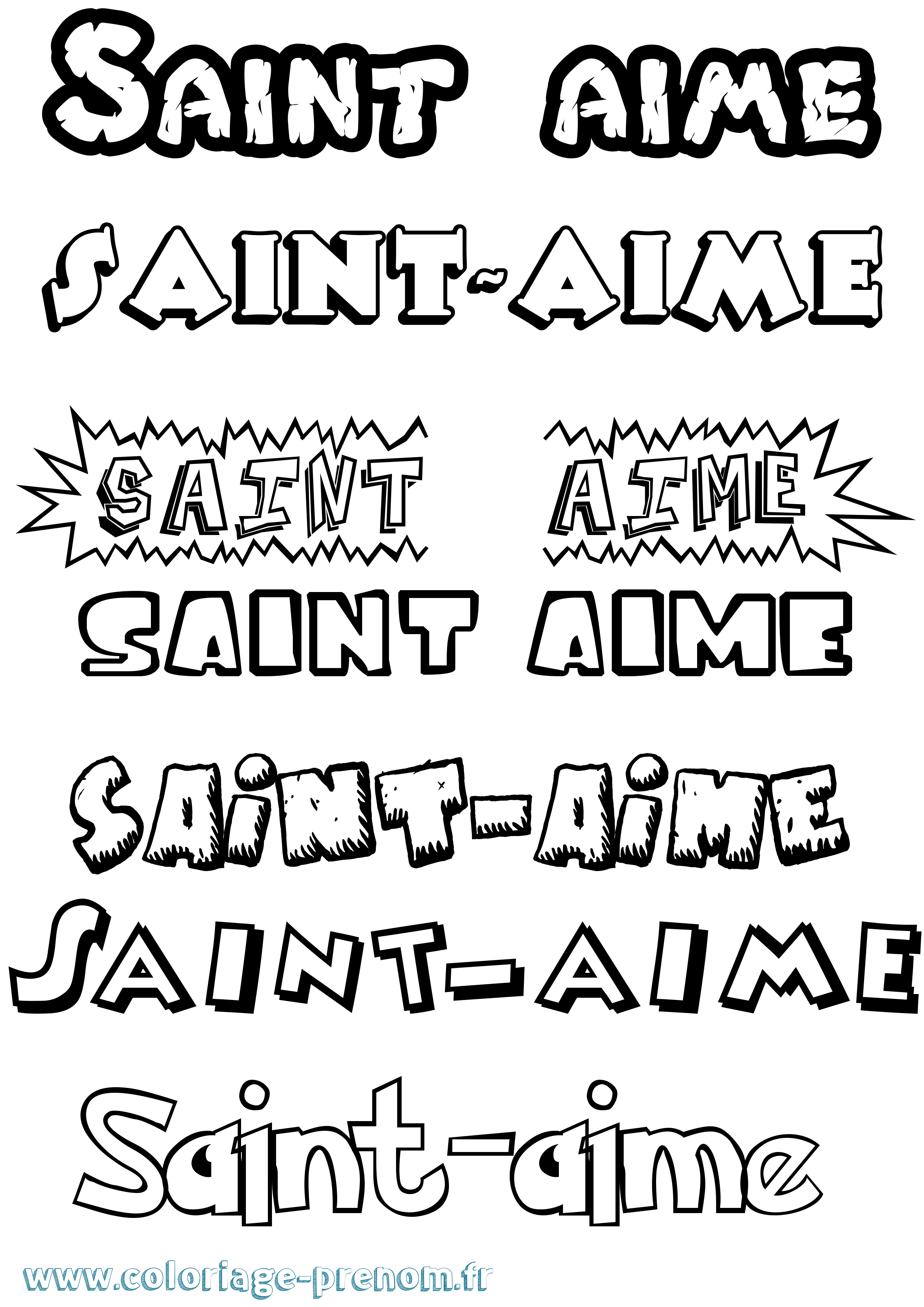 Coloriage prénom Saint-Aime Dessin Animé