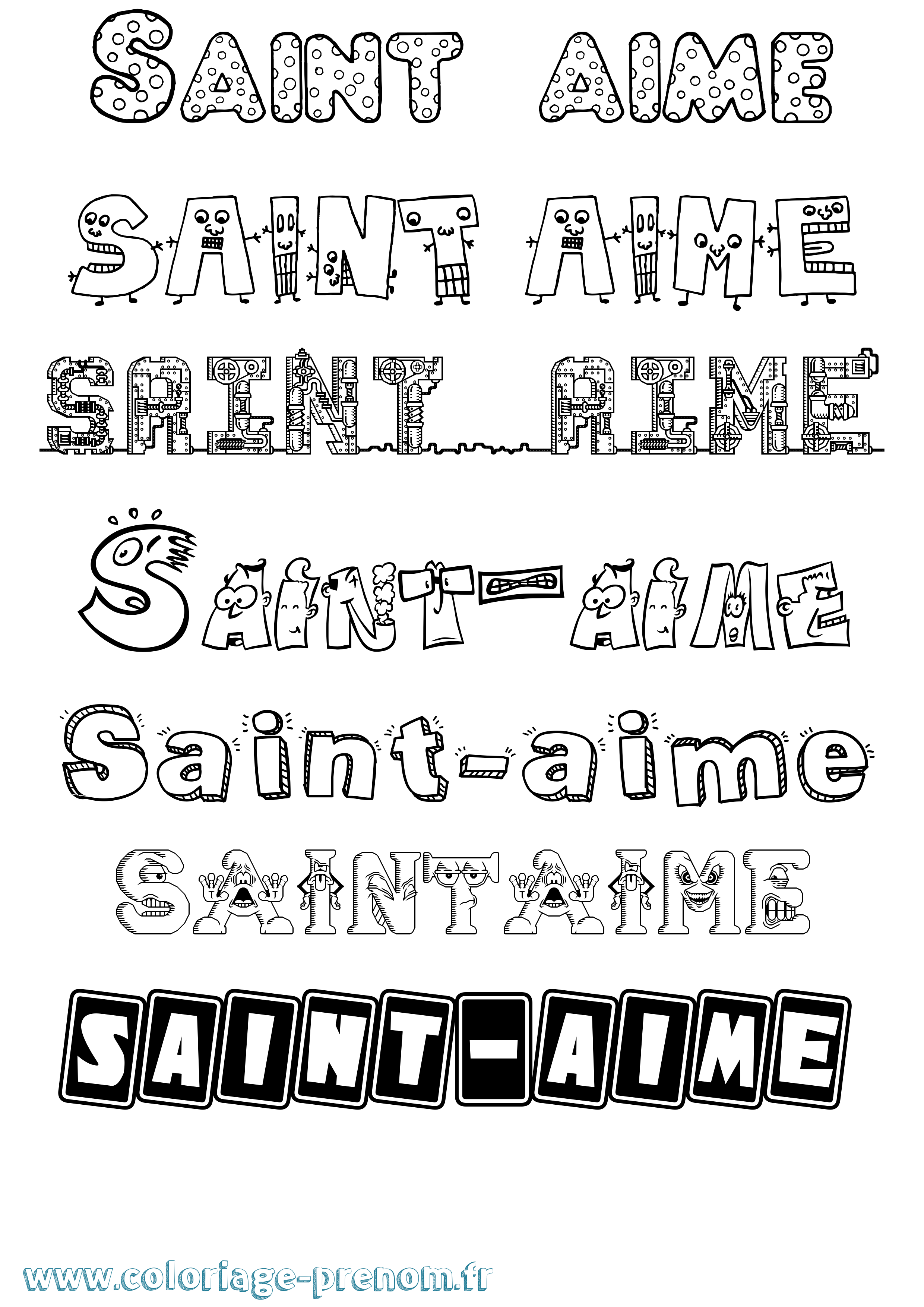 Coloriage prénom Saint-Aime Fun