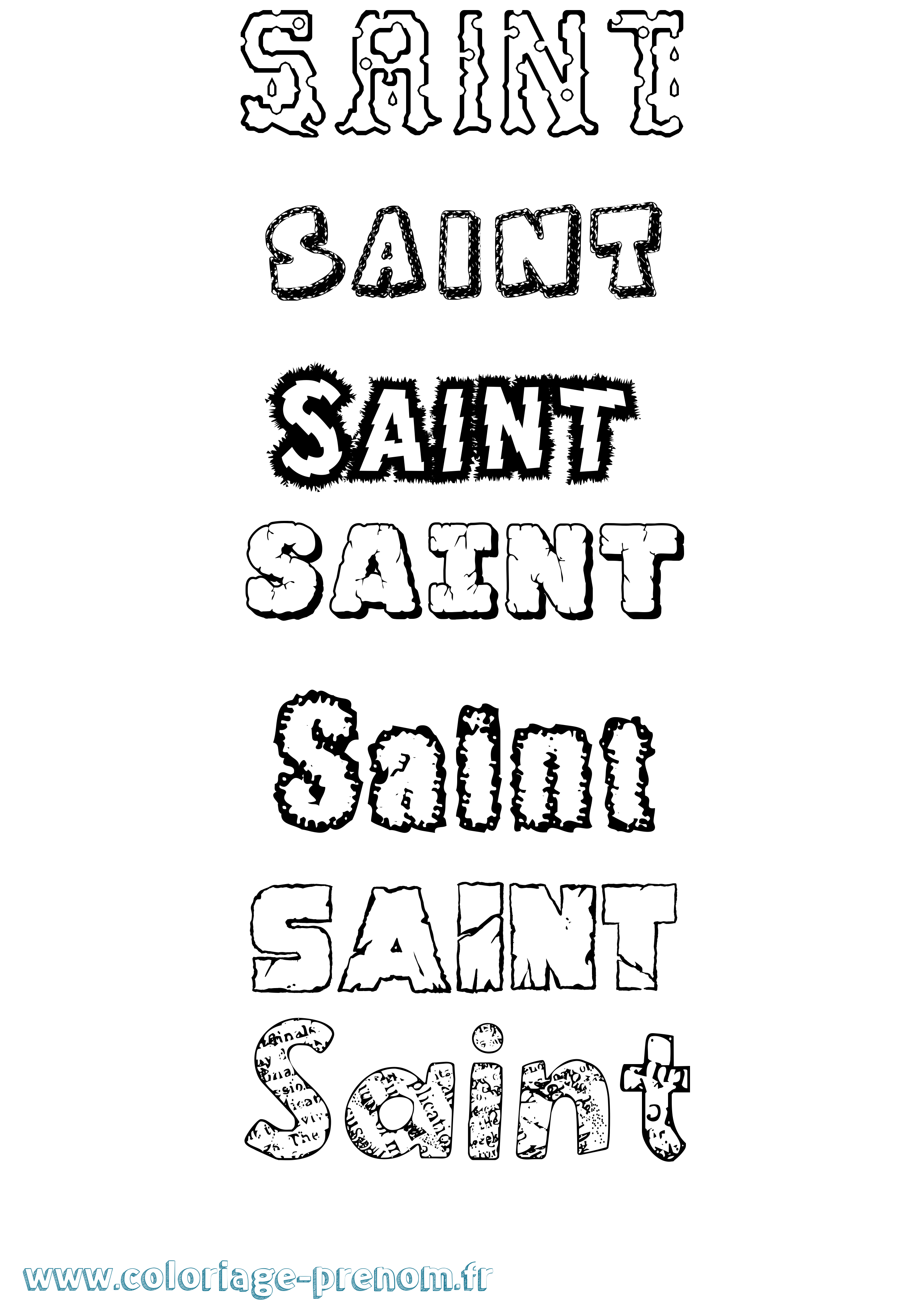 Coloriage prénom Saint Destructuré