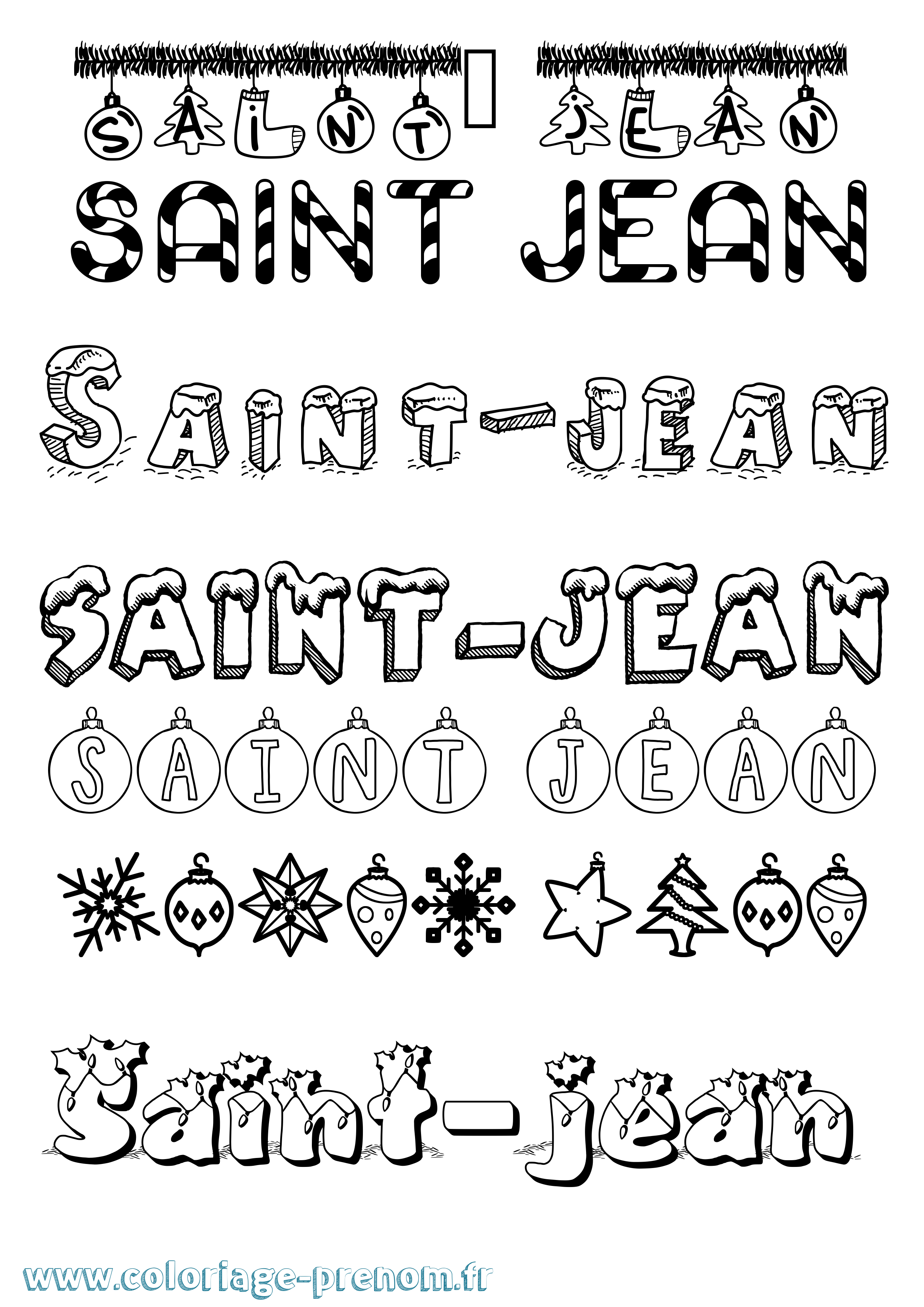 Coloriage prénom Saint-Jean Noël