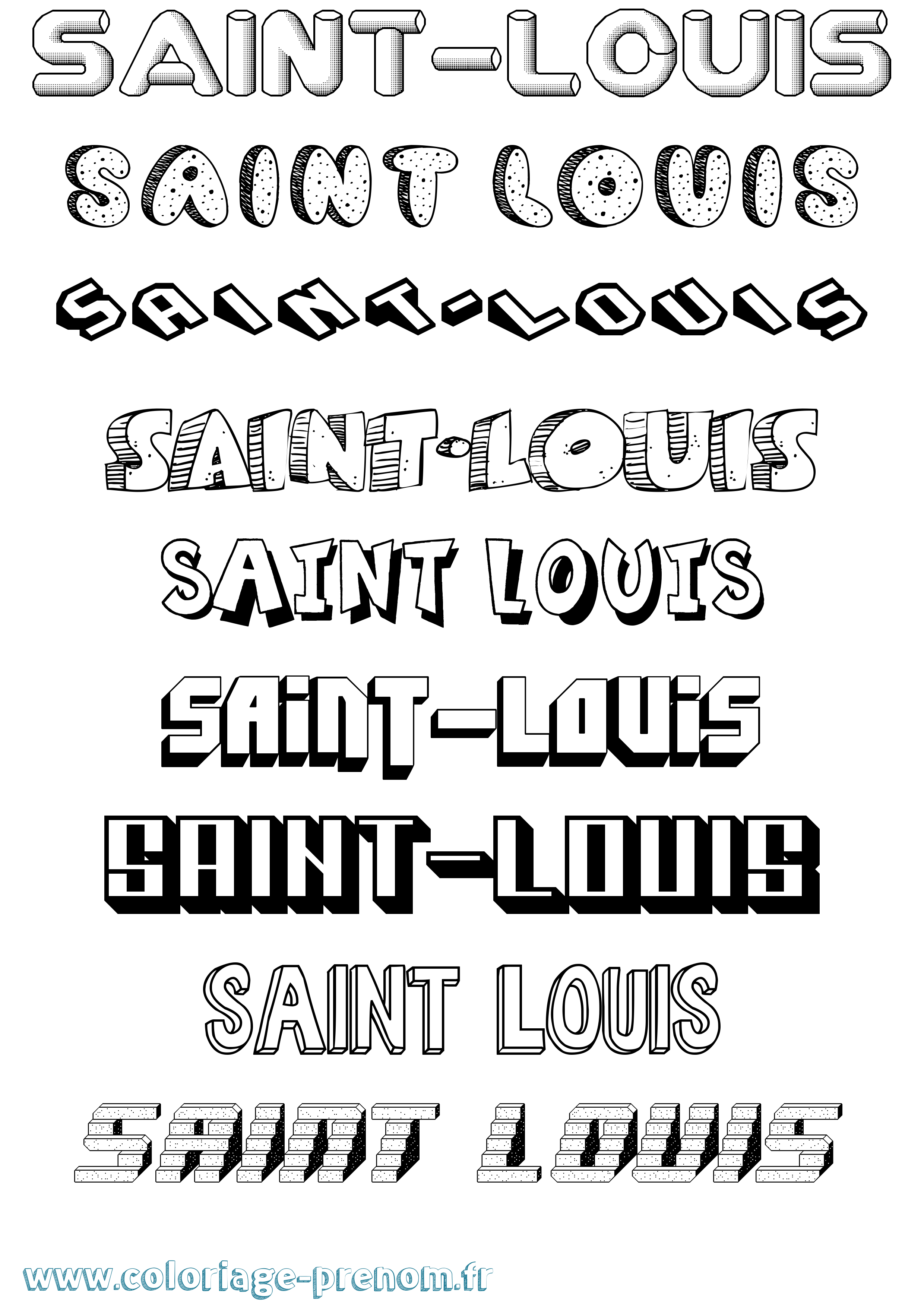 Coloriage Saint-Louis Effet 3D Coloriage prénom Saint-Louis Effet 3D