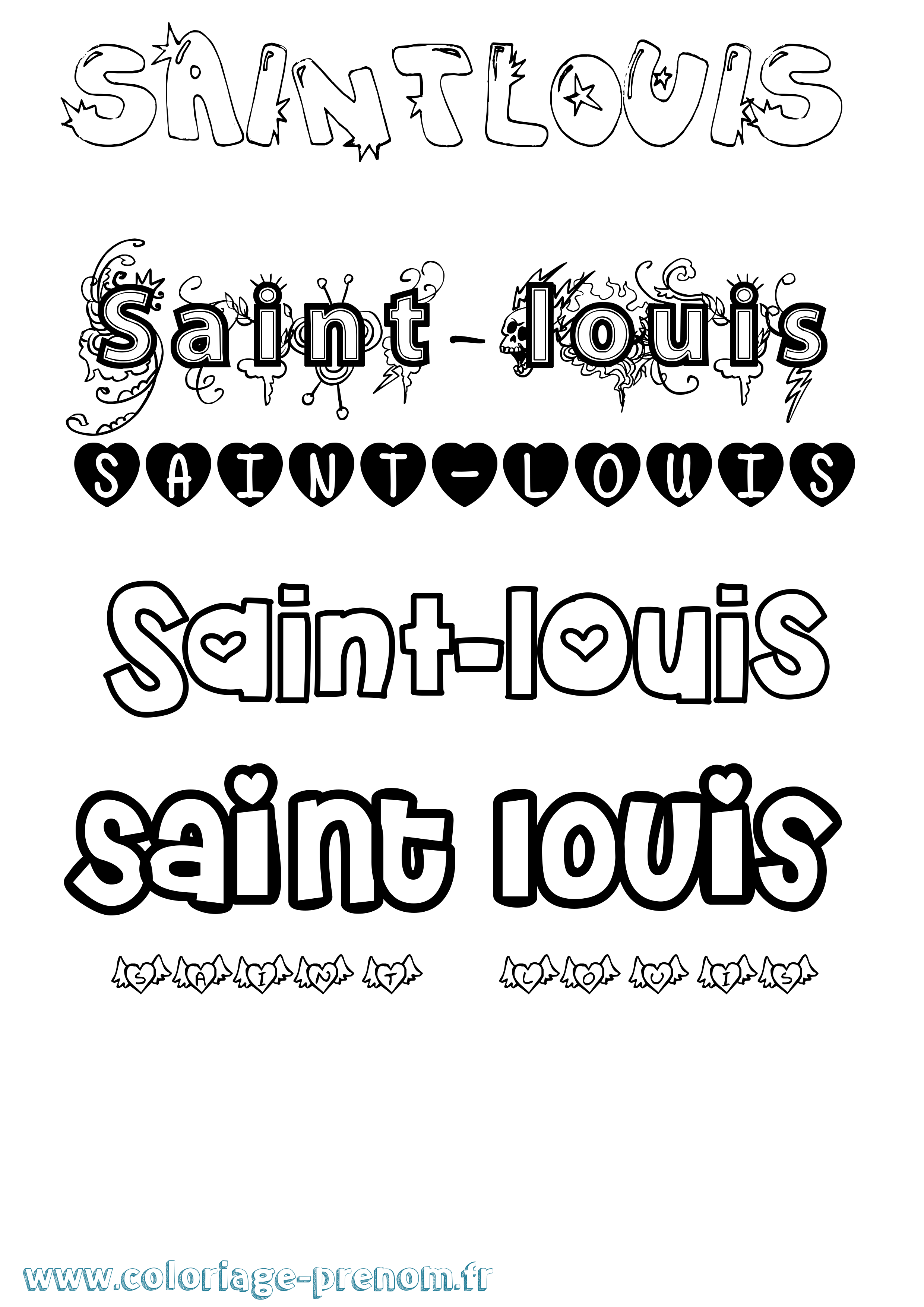 Coloriage Saint-Louis Girly Coloriage prénom Saint-Louis Girly