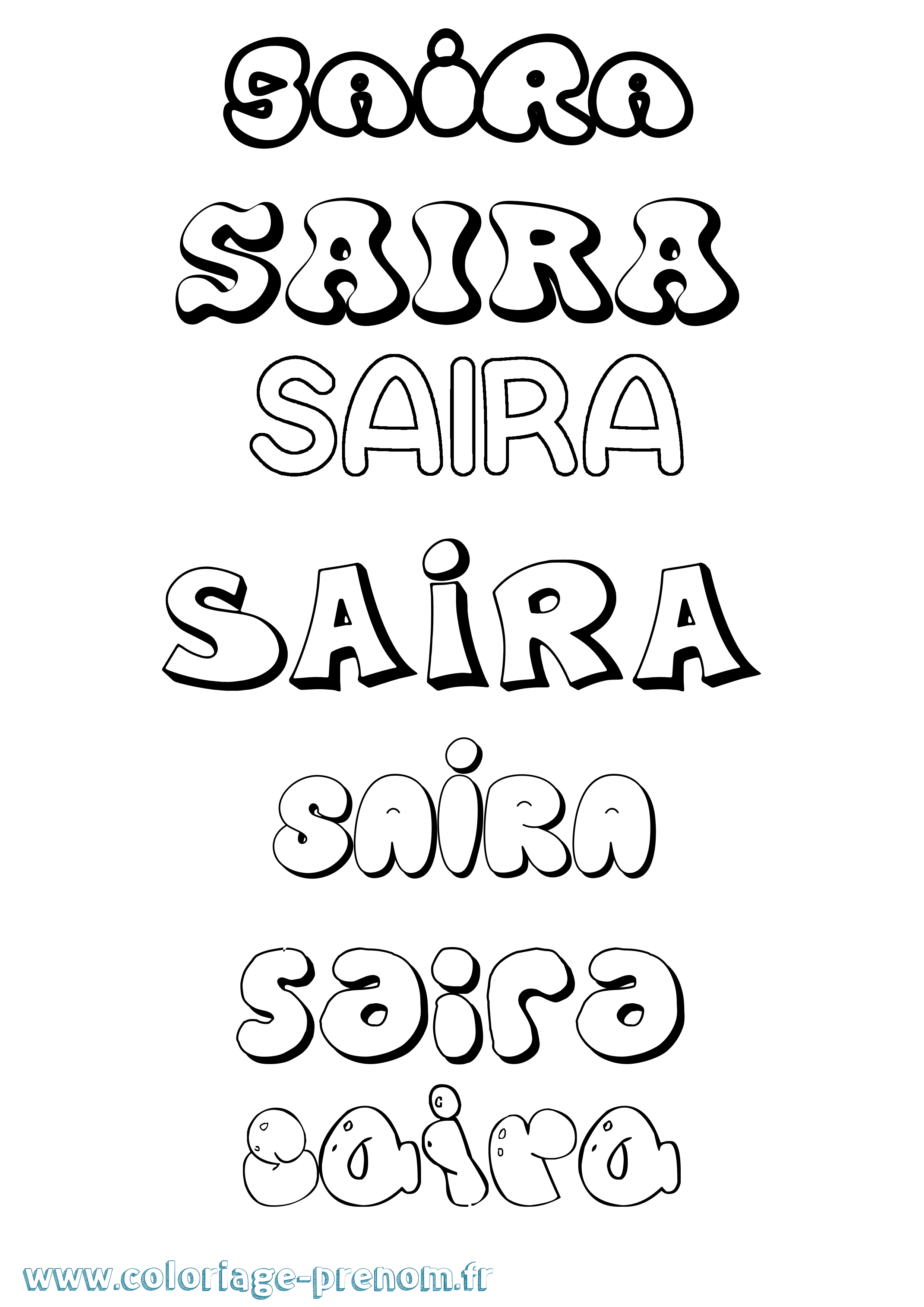 Coloriage prénom Saira Bubble