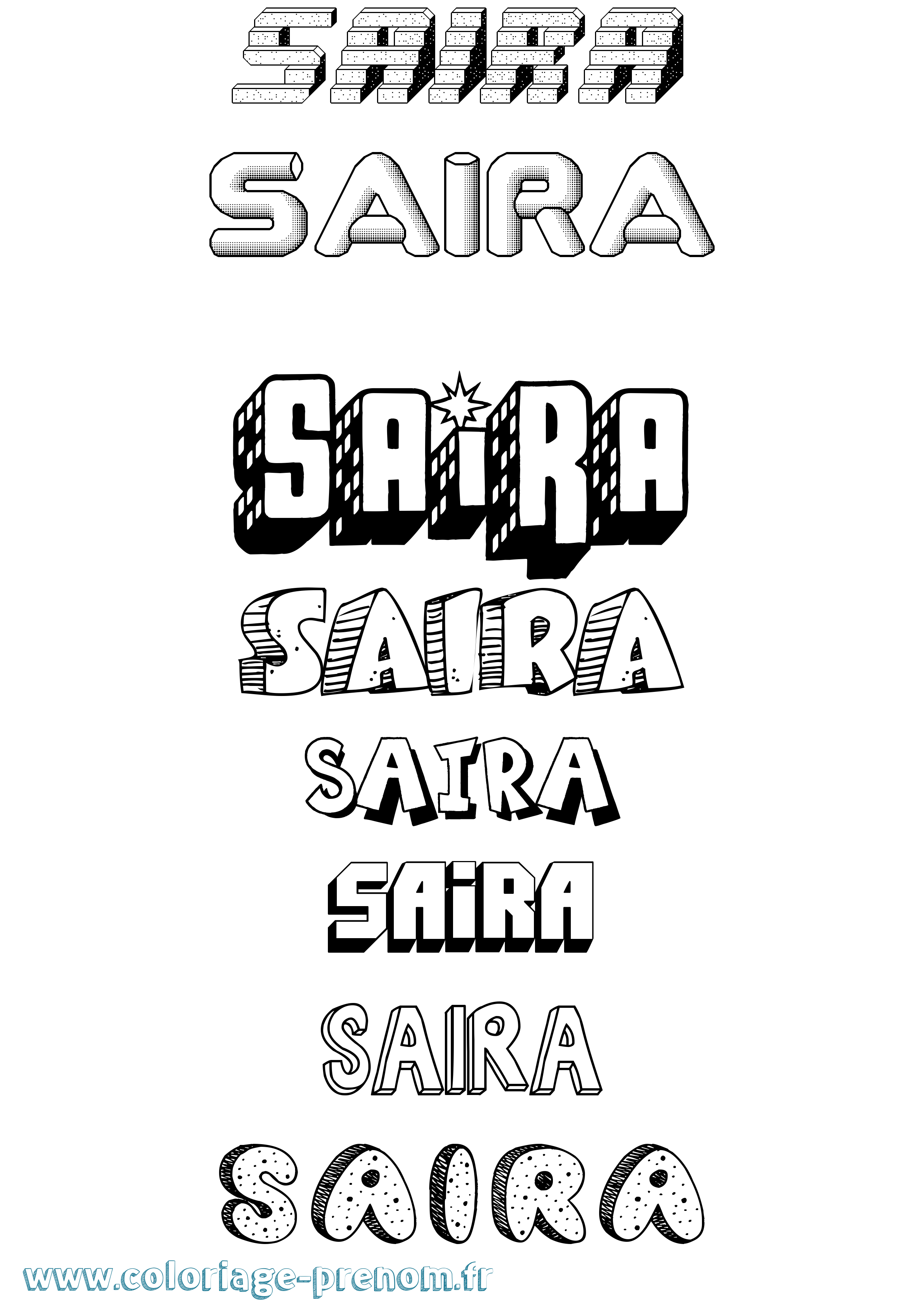 Coloriage prénom Saira Effet 3D