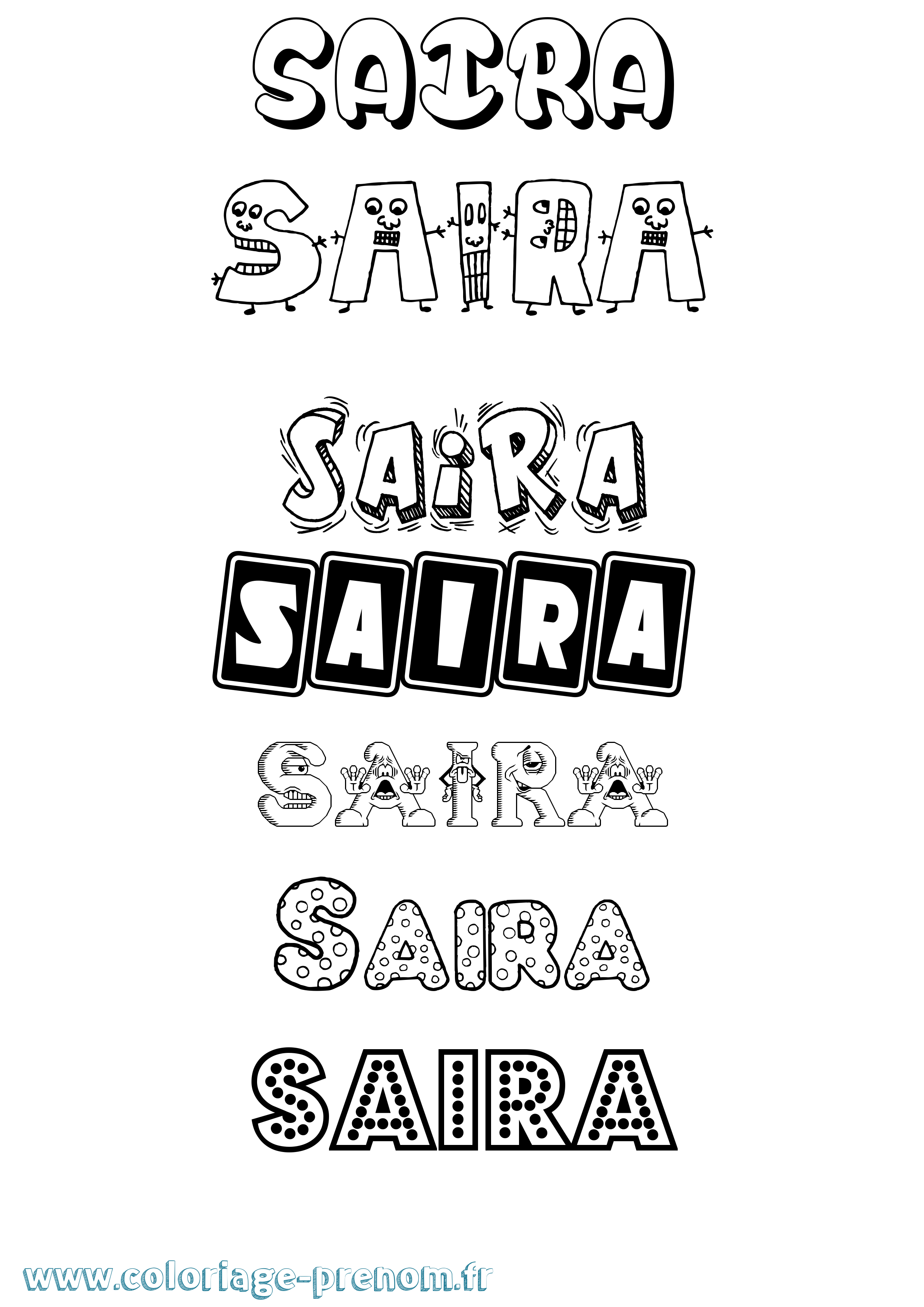 Coloriage prénom Saira Fun