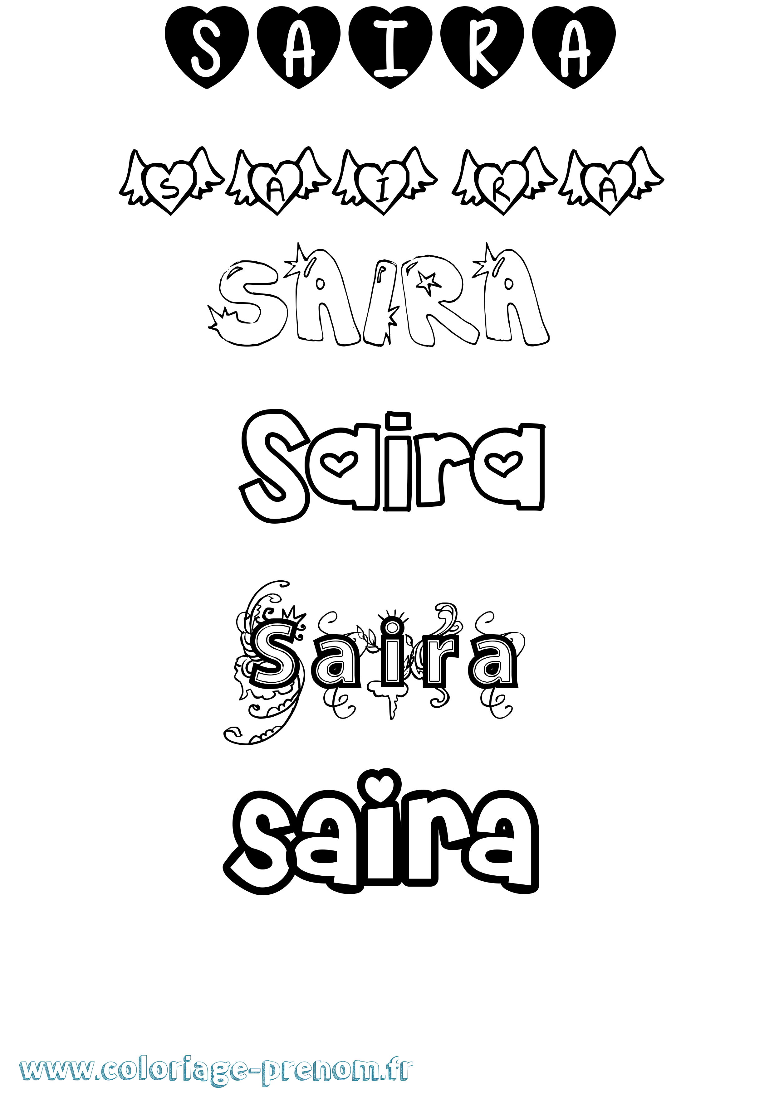 Coloriage prénom Saira Girly