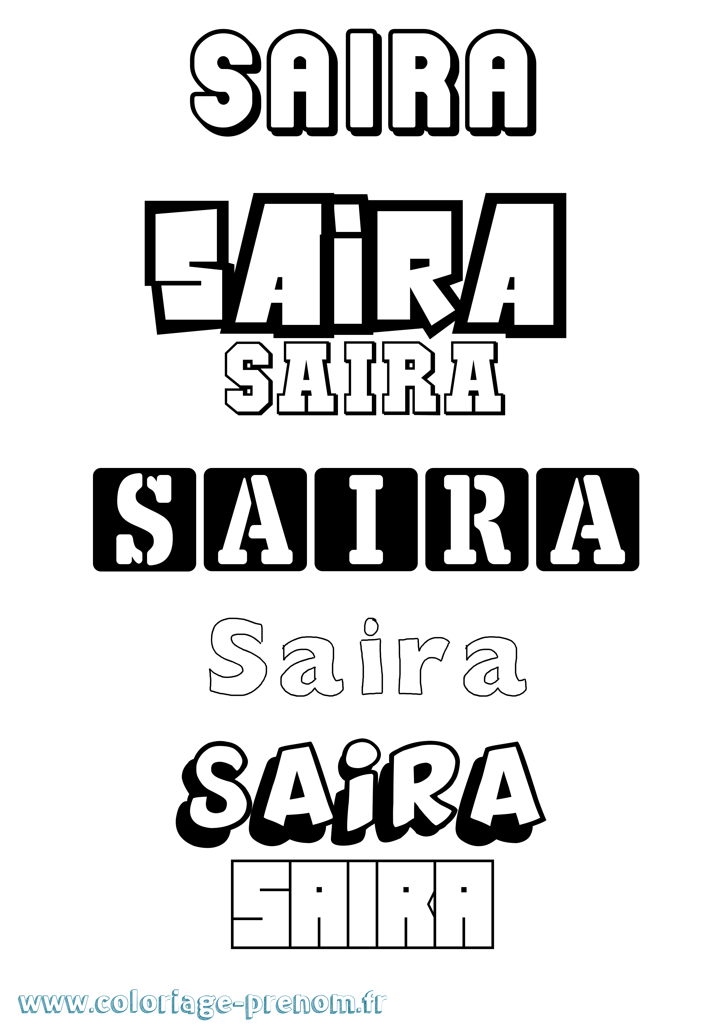 Coloriage prénom Saira Simple