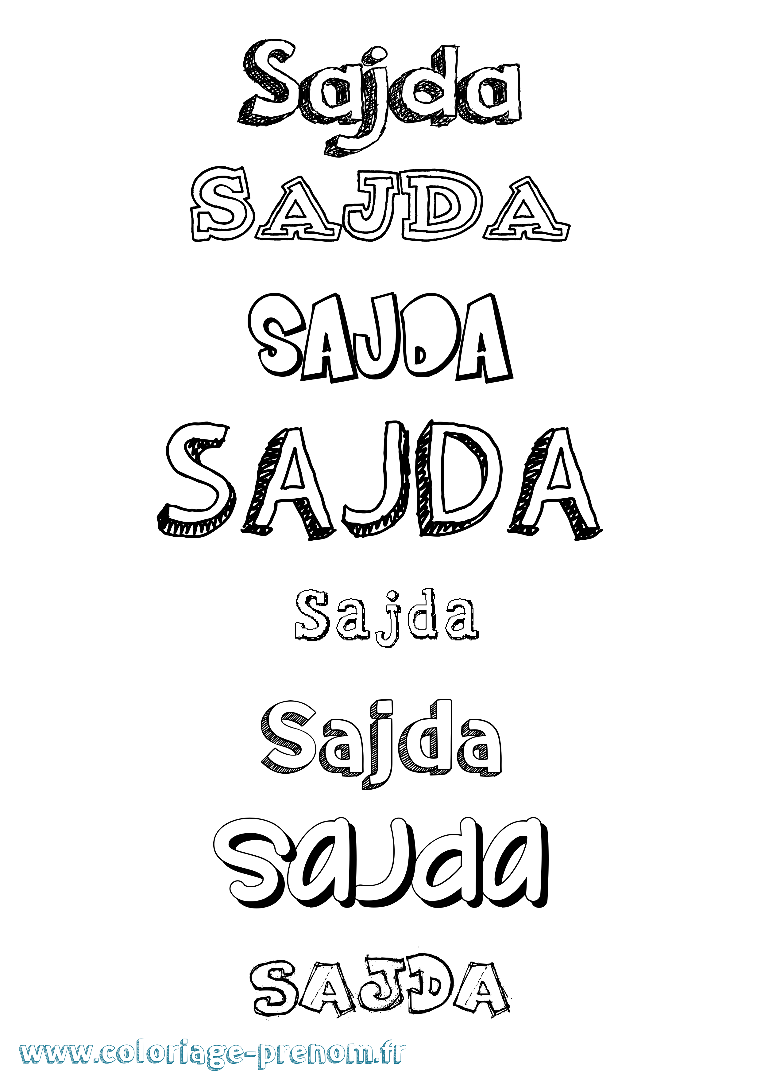 Coloriage prénom Sajda Dessiné