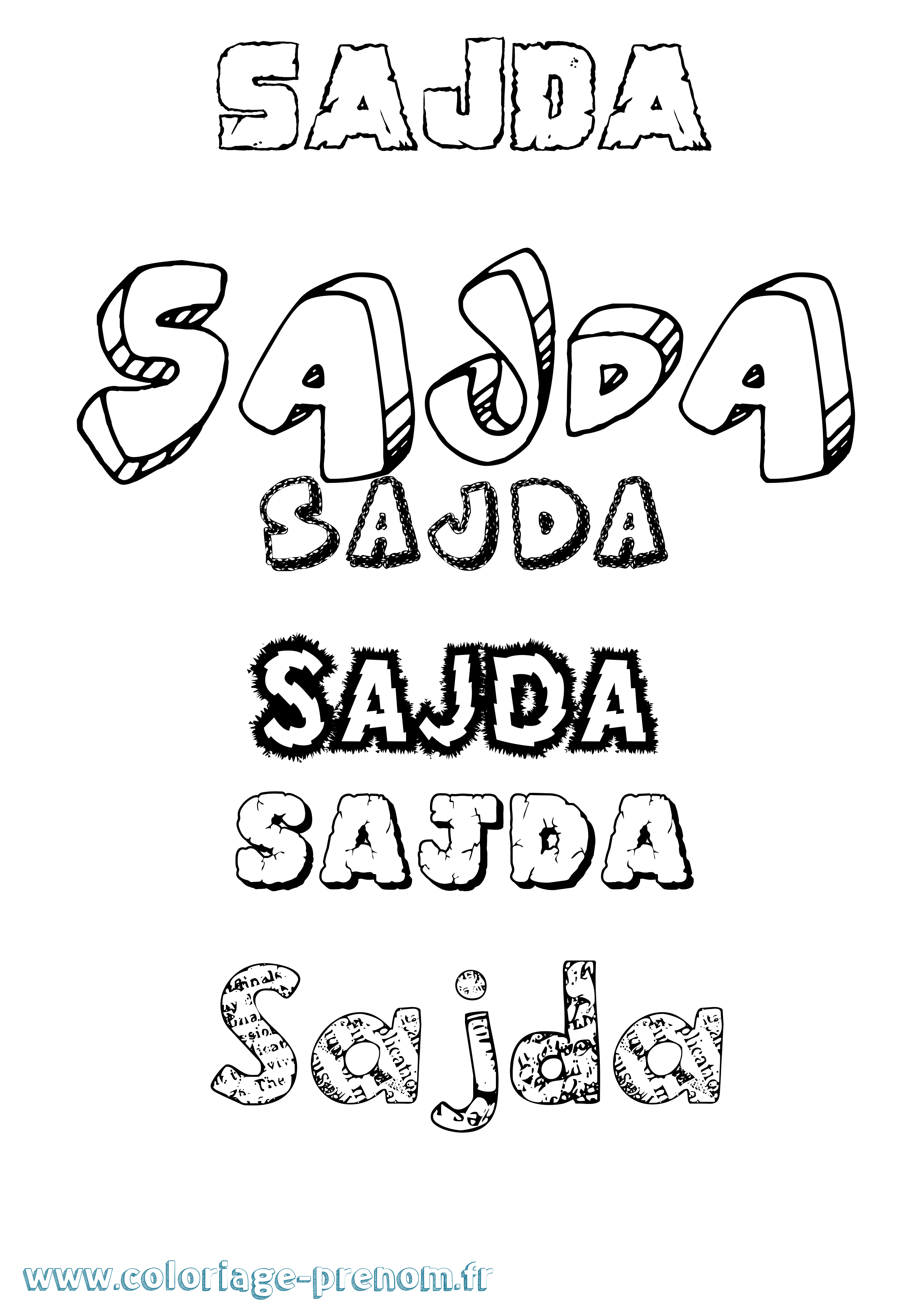 Coloriage prénom Sajda Destructuré