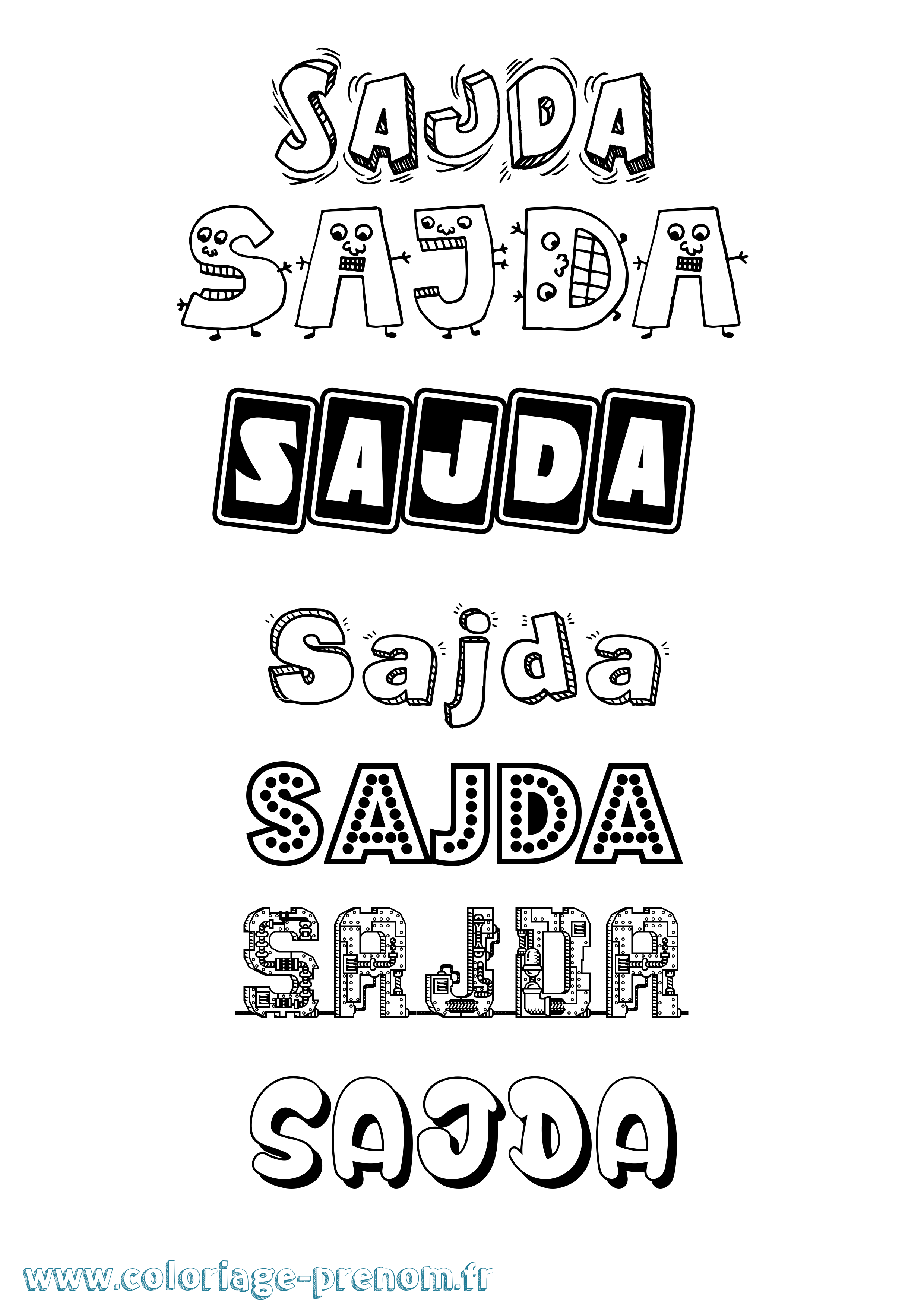 Coloriage prénom Sajda Fun