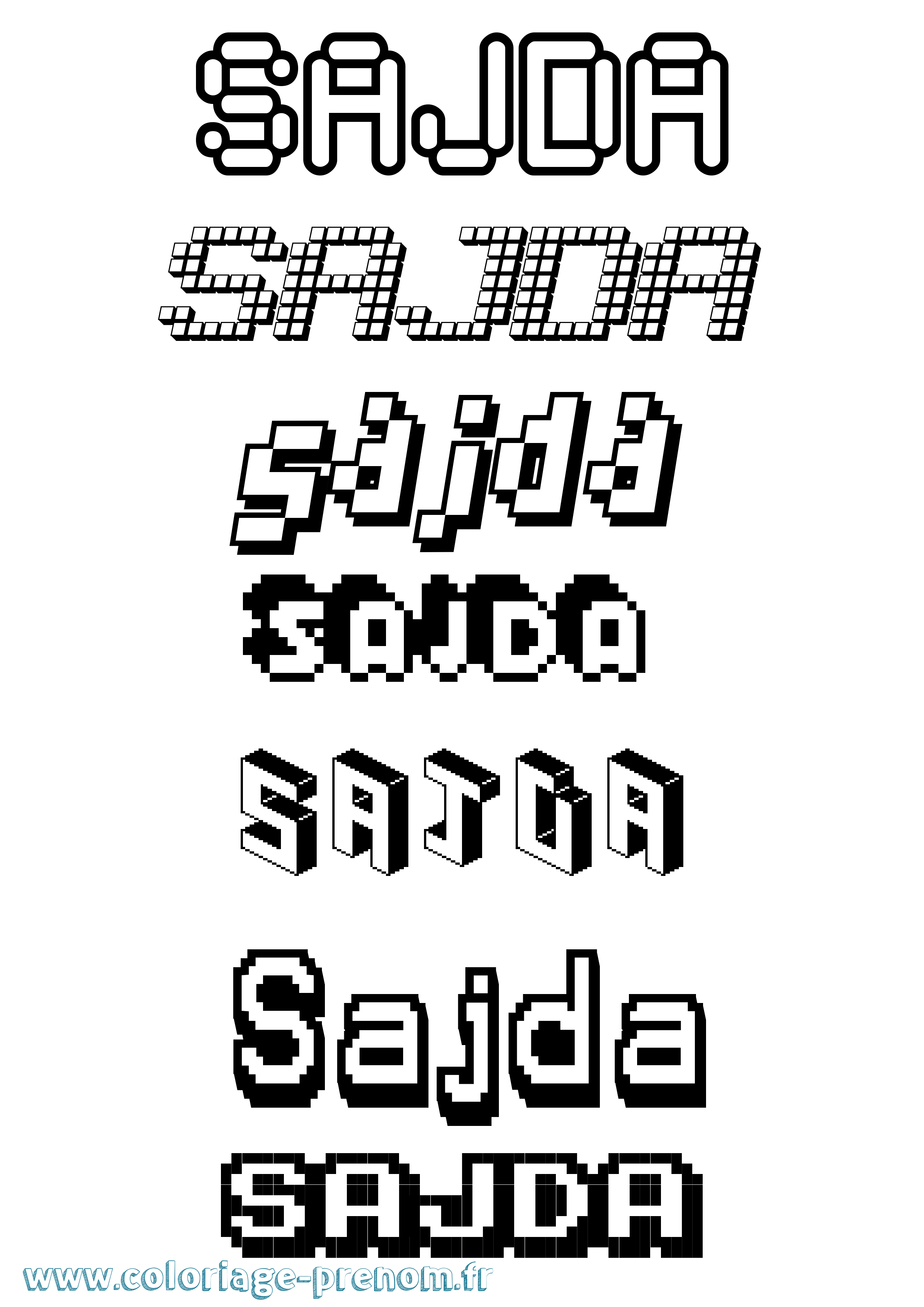 Coloriage prénom Sajda Pixel