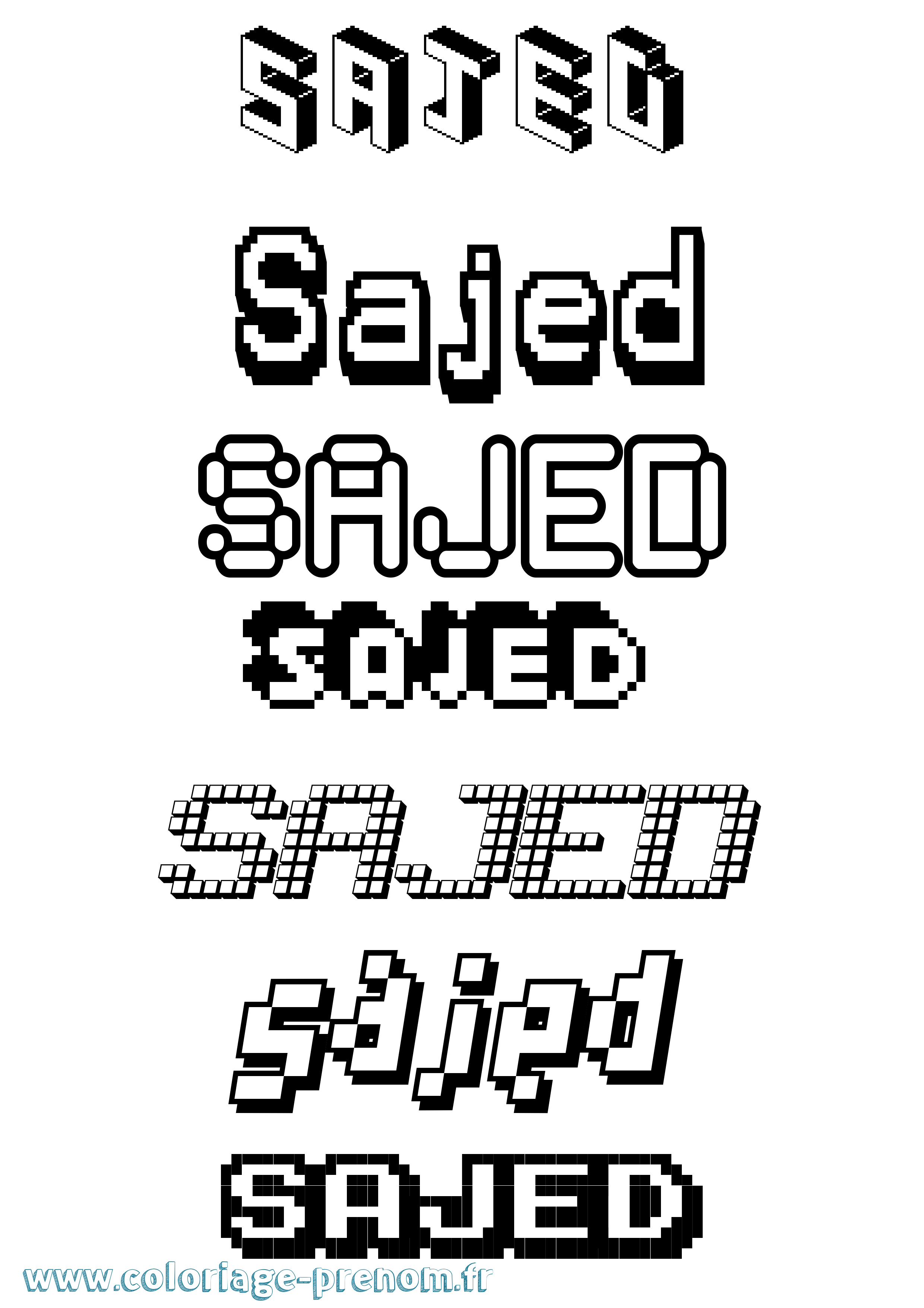 Coloriage prénom Sajed Pixel