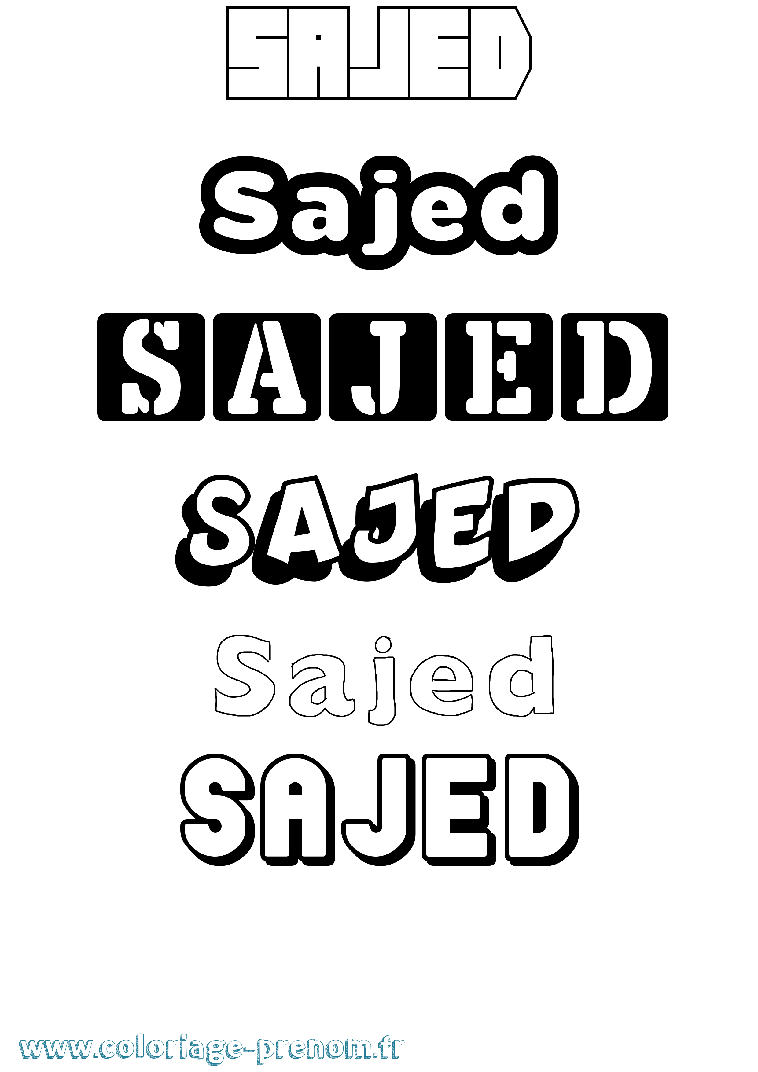 Coloriage prénom Sajed Simple