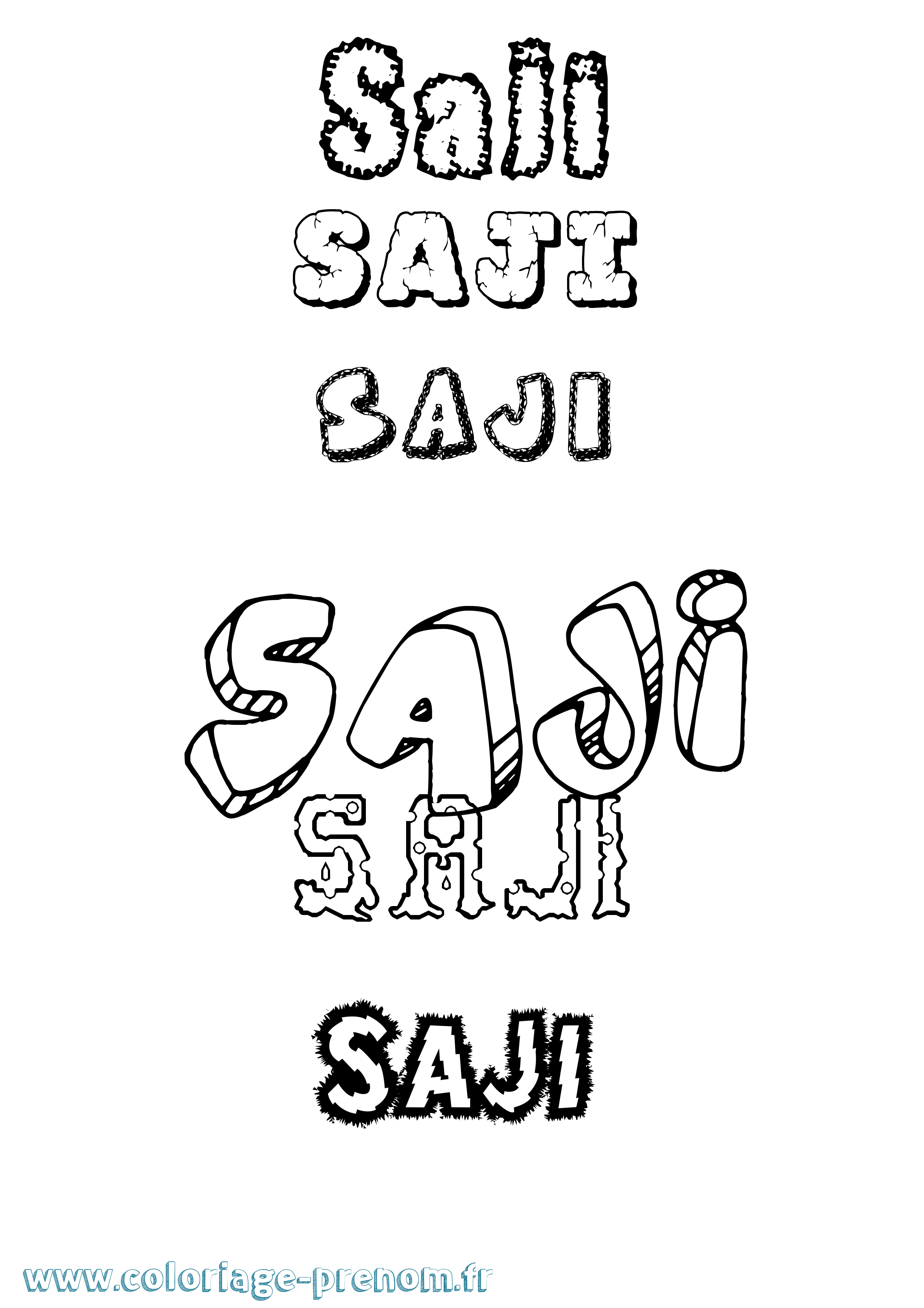 Coloriage prénom Saji Destructuré