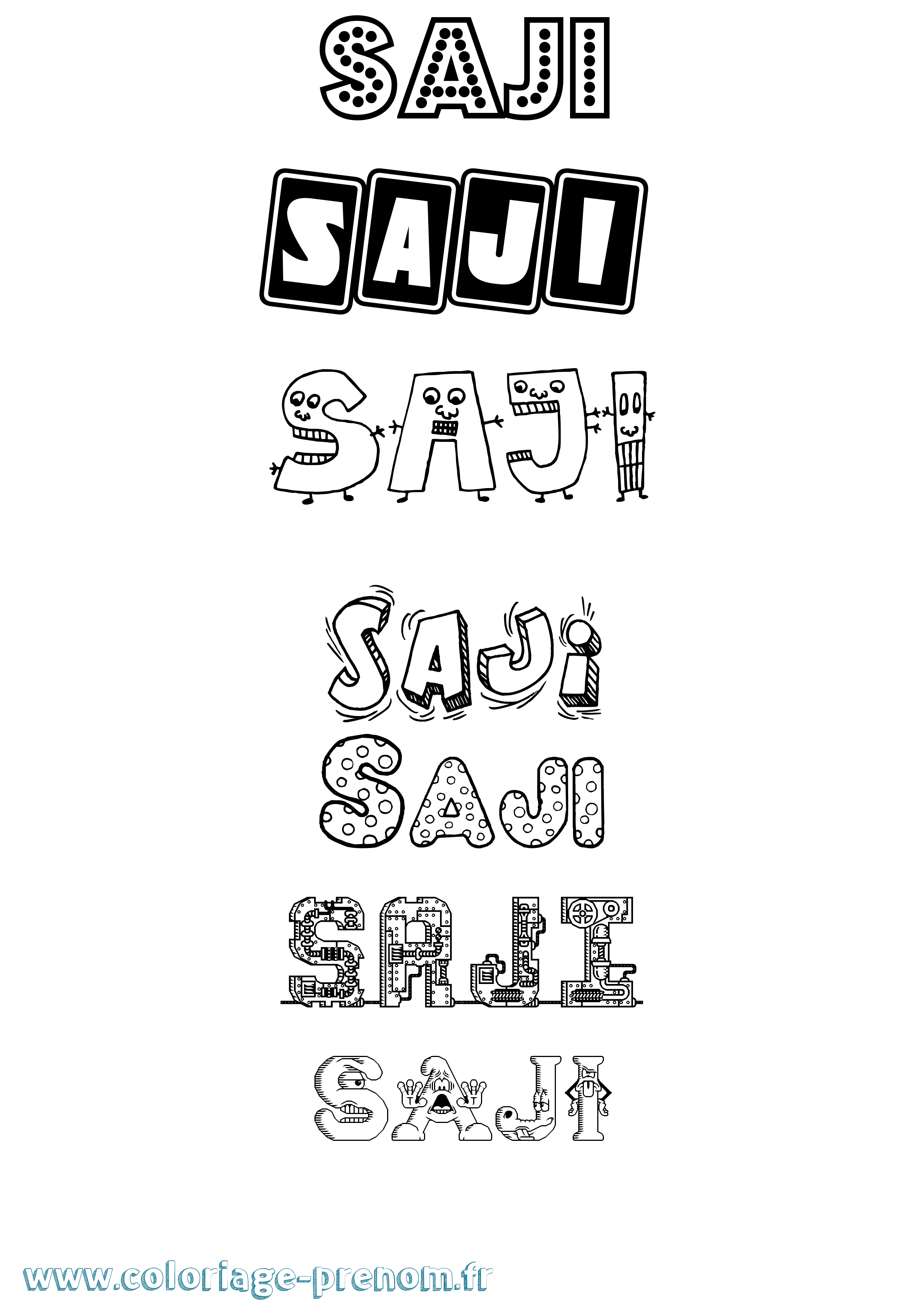 Coloriage prénom Saji Fun