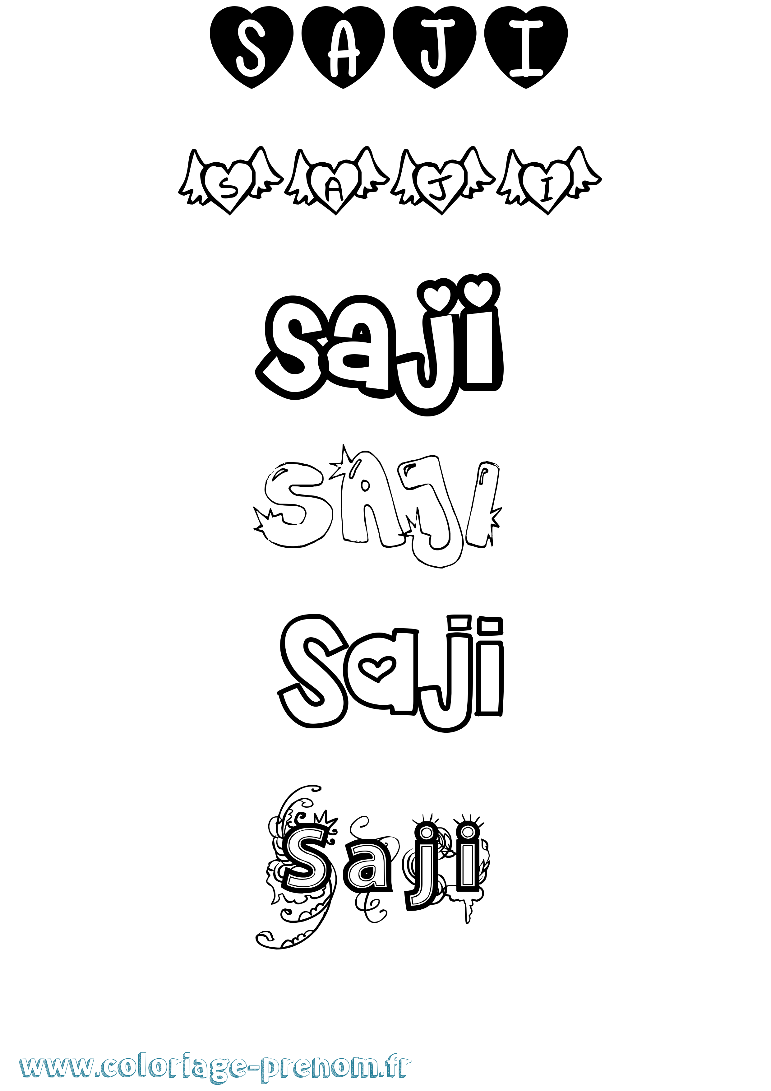 Coloriage prénom Saji Girly