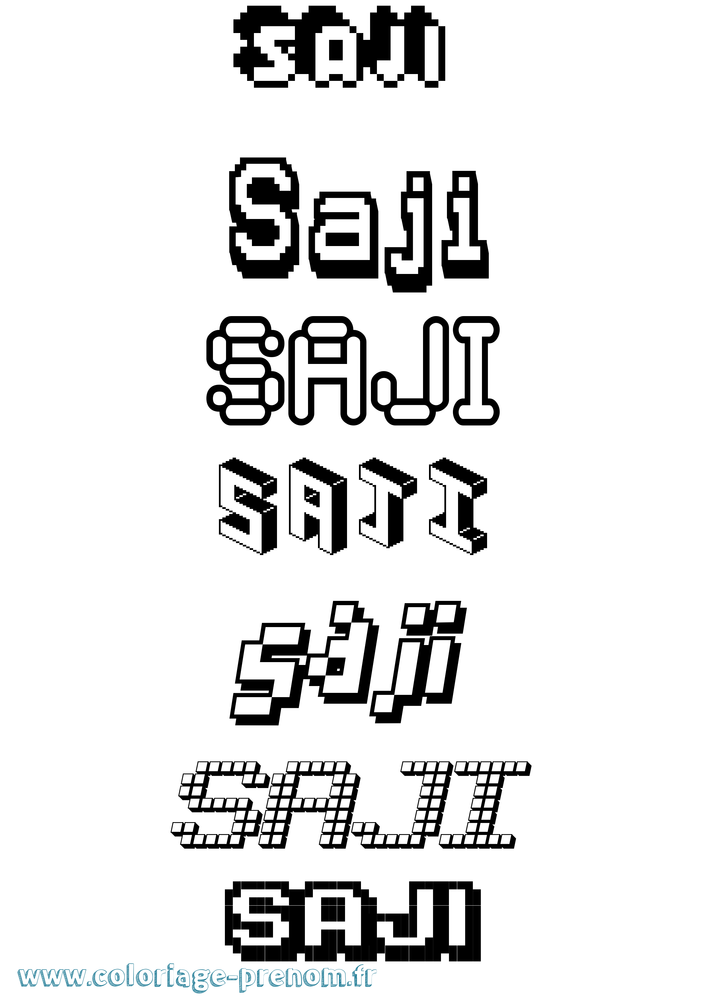 Coloriage prénom Saji Pixel
