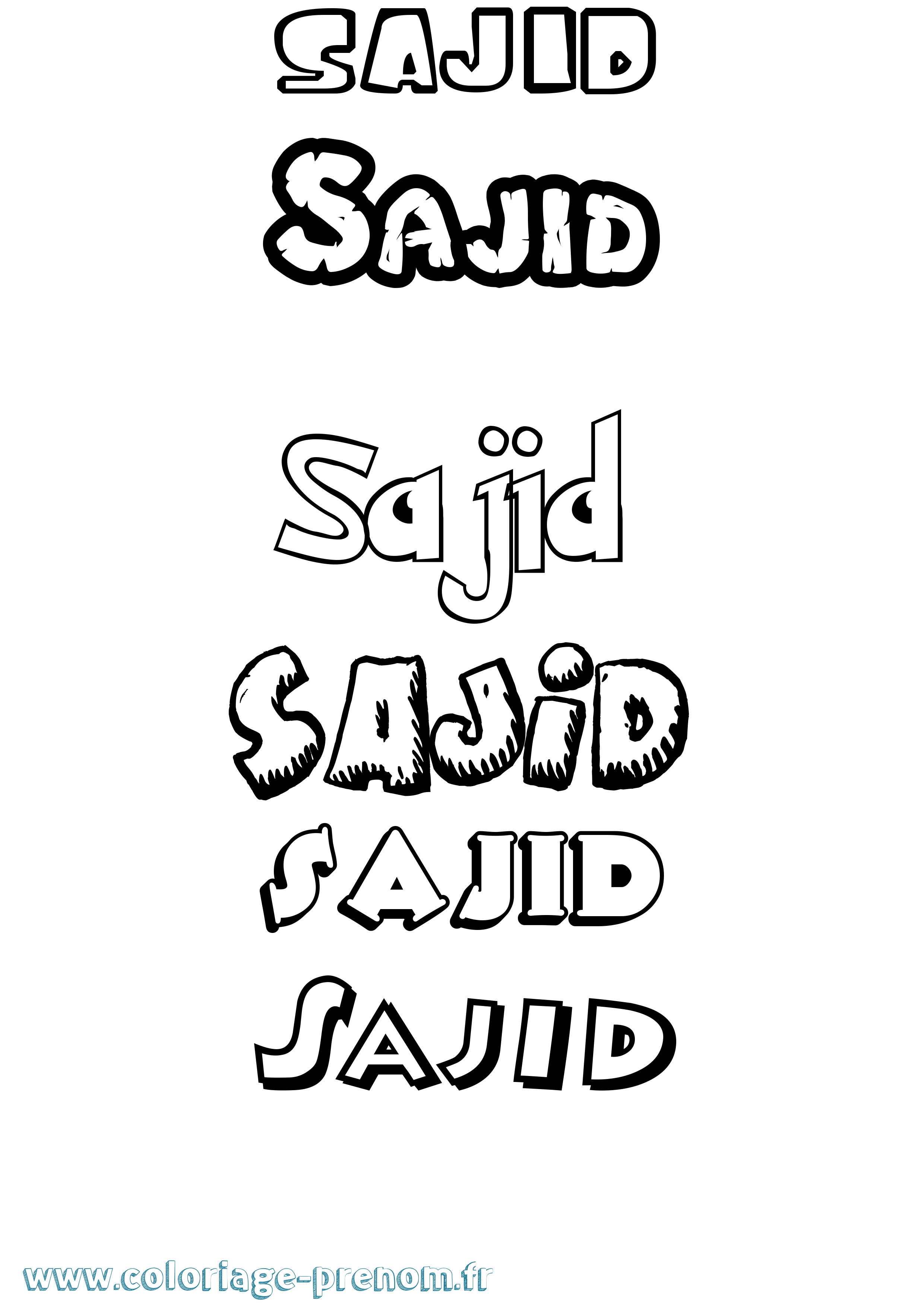 Coloriage prénom Sajid Dessin Animé